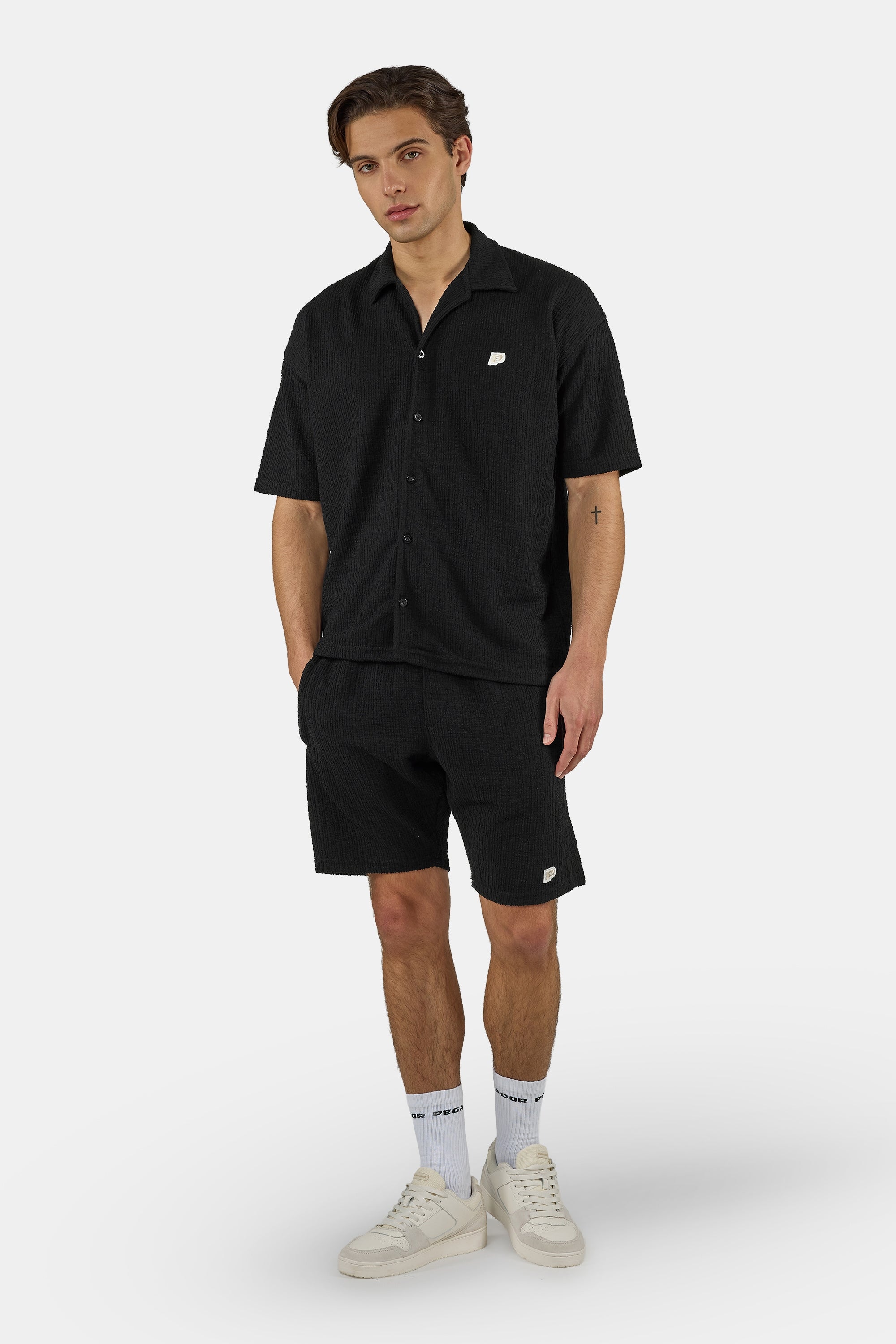 PEGADOR Kurzarmshirt »Libco Structured Knit Shirt« Materialmix, regular fit