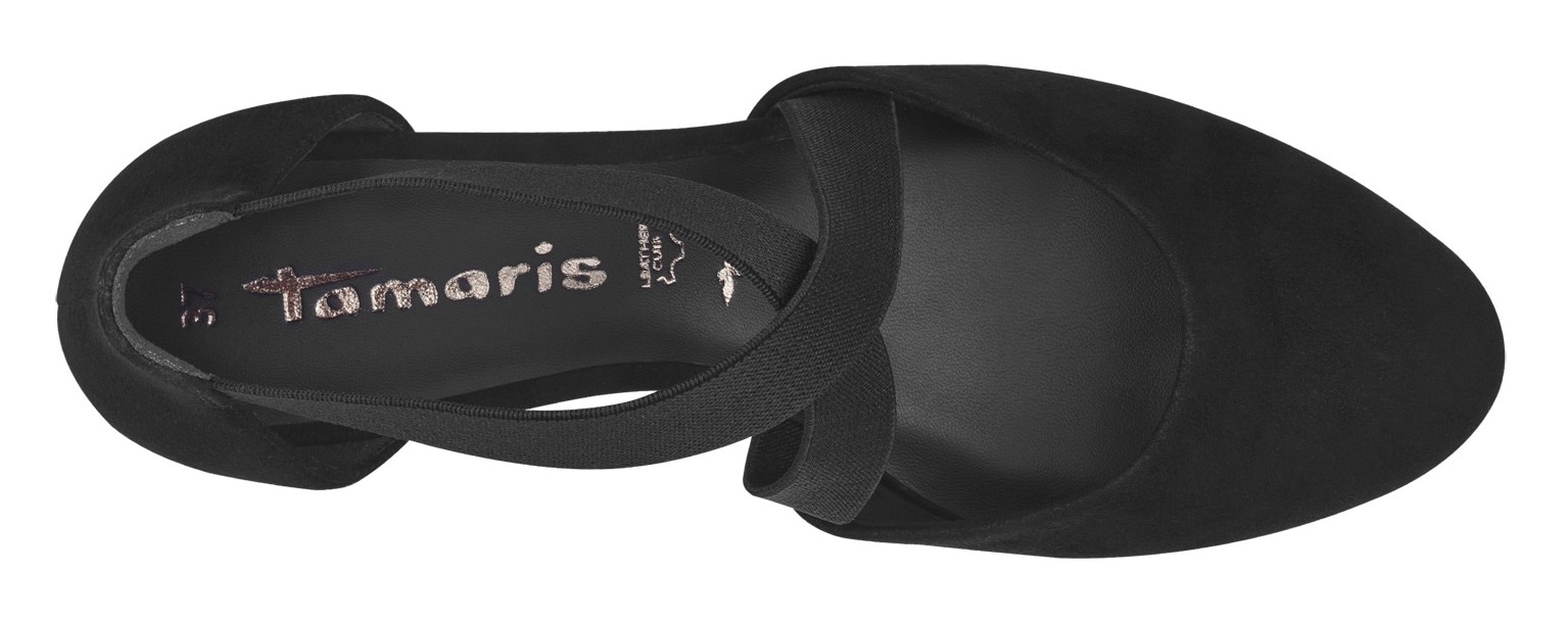 Tamaris Spangenpumps, Blockabsatz, Businesschuh mit gekreuzten, elastischen Gummizügen