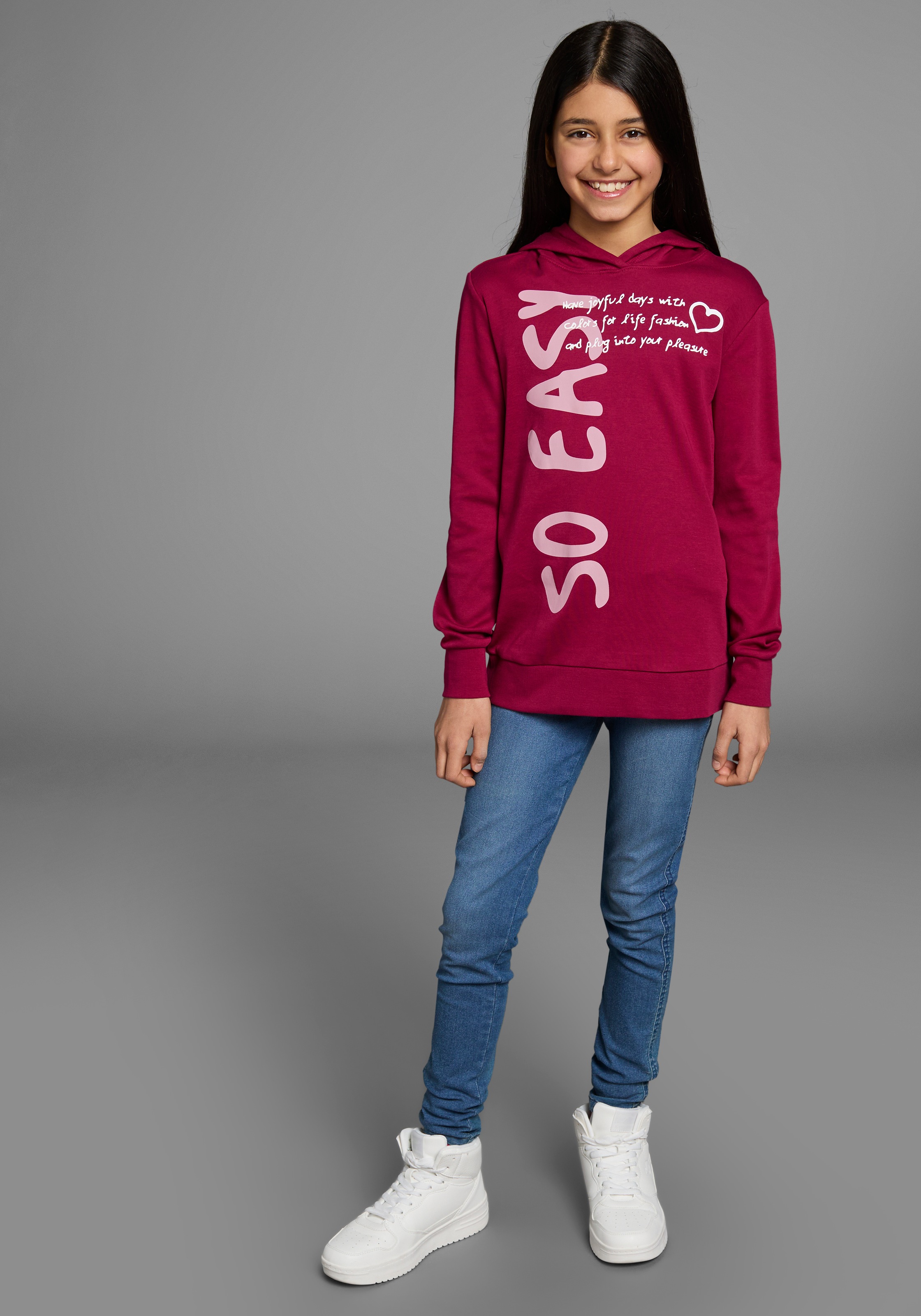 KIDSWORLD Kapuzenshirt »SO EASY - Print« Langarm,  Basic-Passform,  mit modischen Drucken