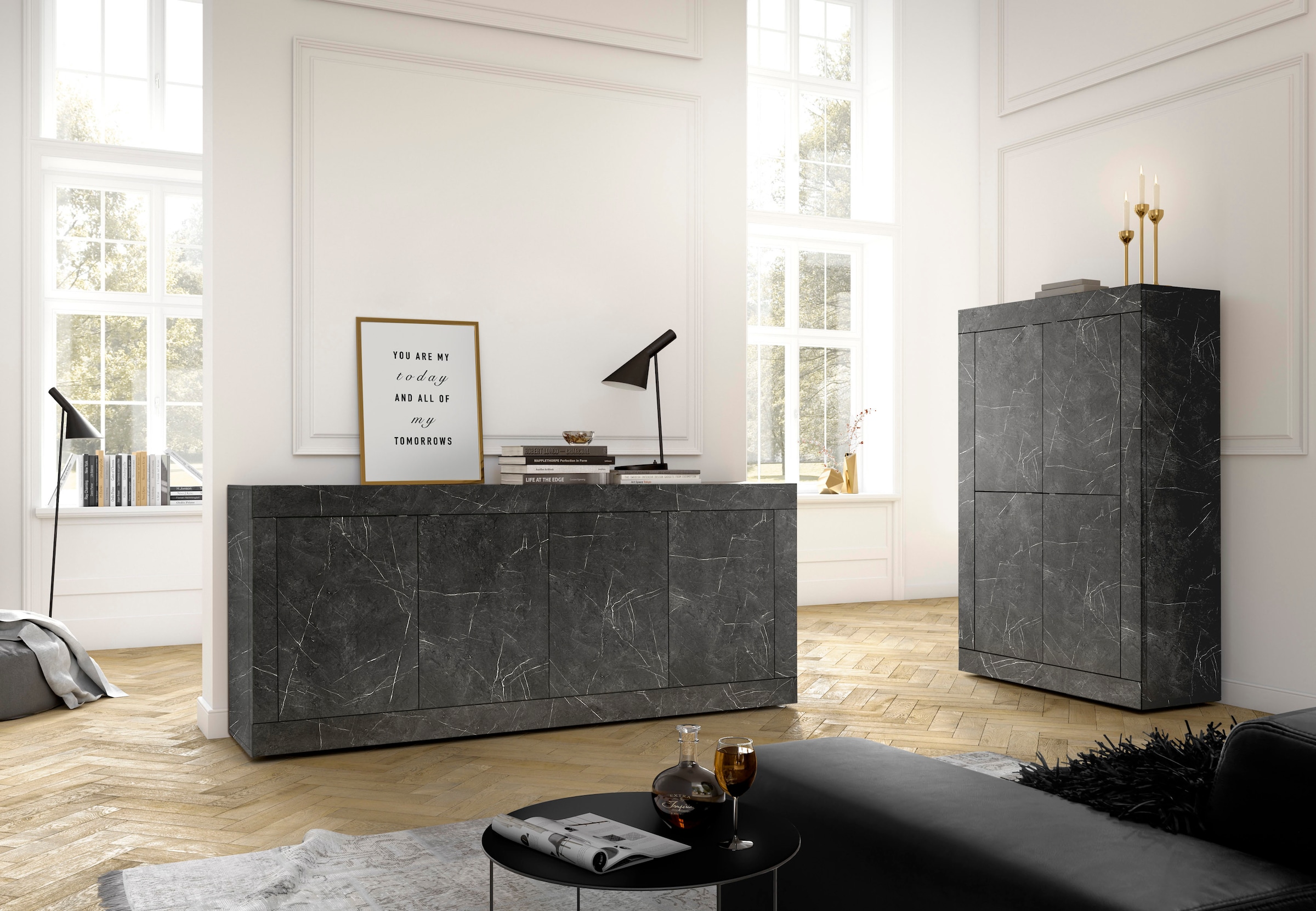 INOSIGN Sideboard »Basic Breite 207 cm, Kommode 4 Türen, Anrichte,«, Metallgriff, moderne Rahmenoptik, viel Stauraum, Farbauswahl