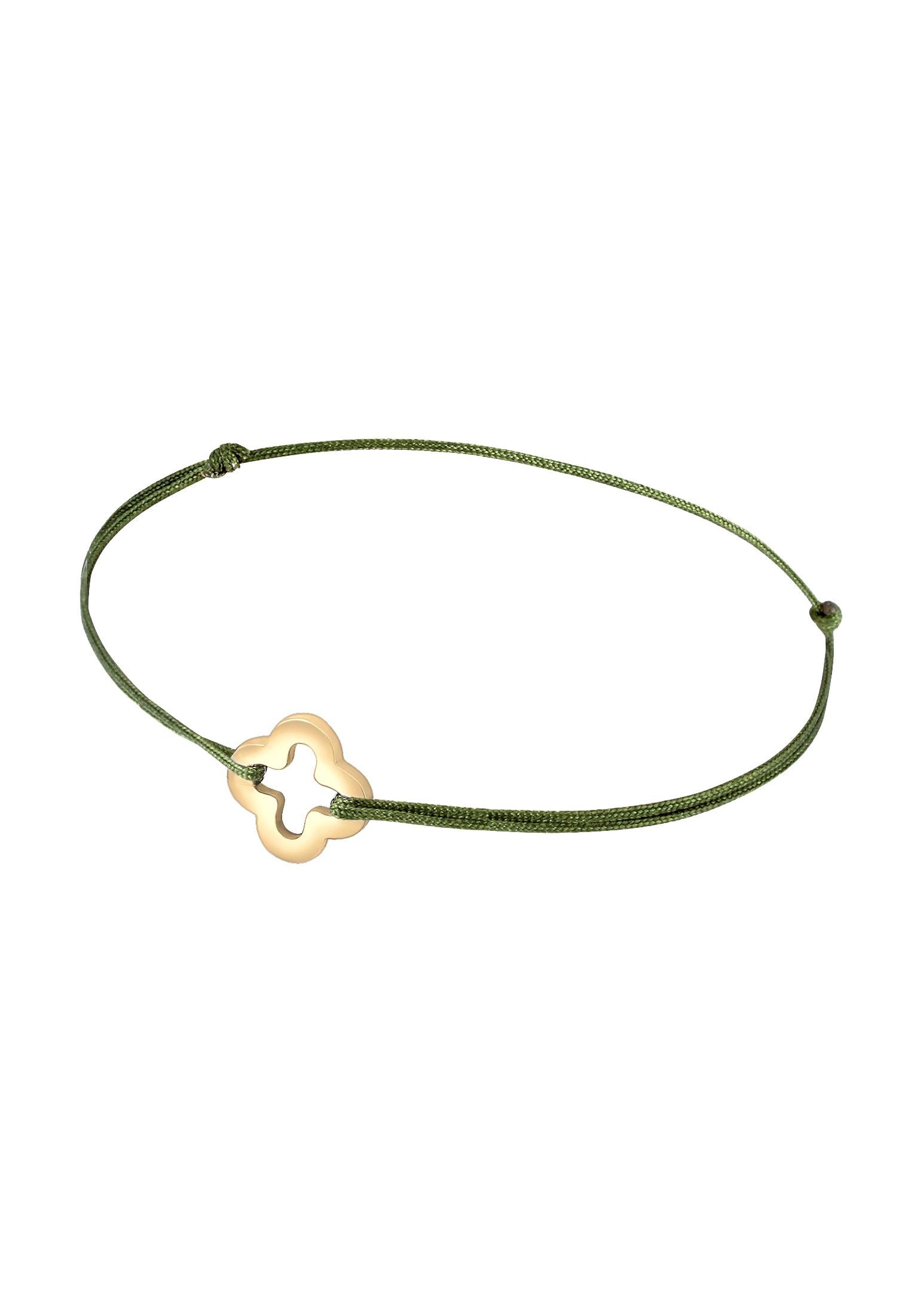 Elli Armband »Kleeblatt Nylon Bändchen 925er Silber vergoldet«