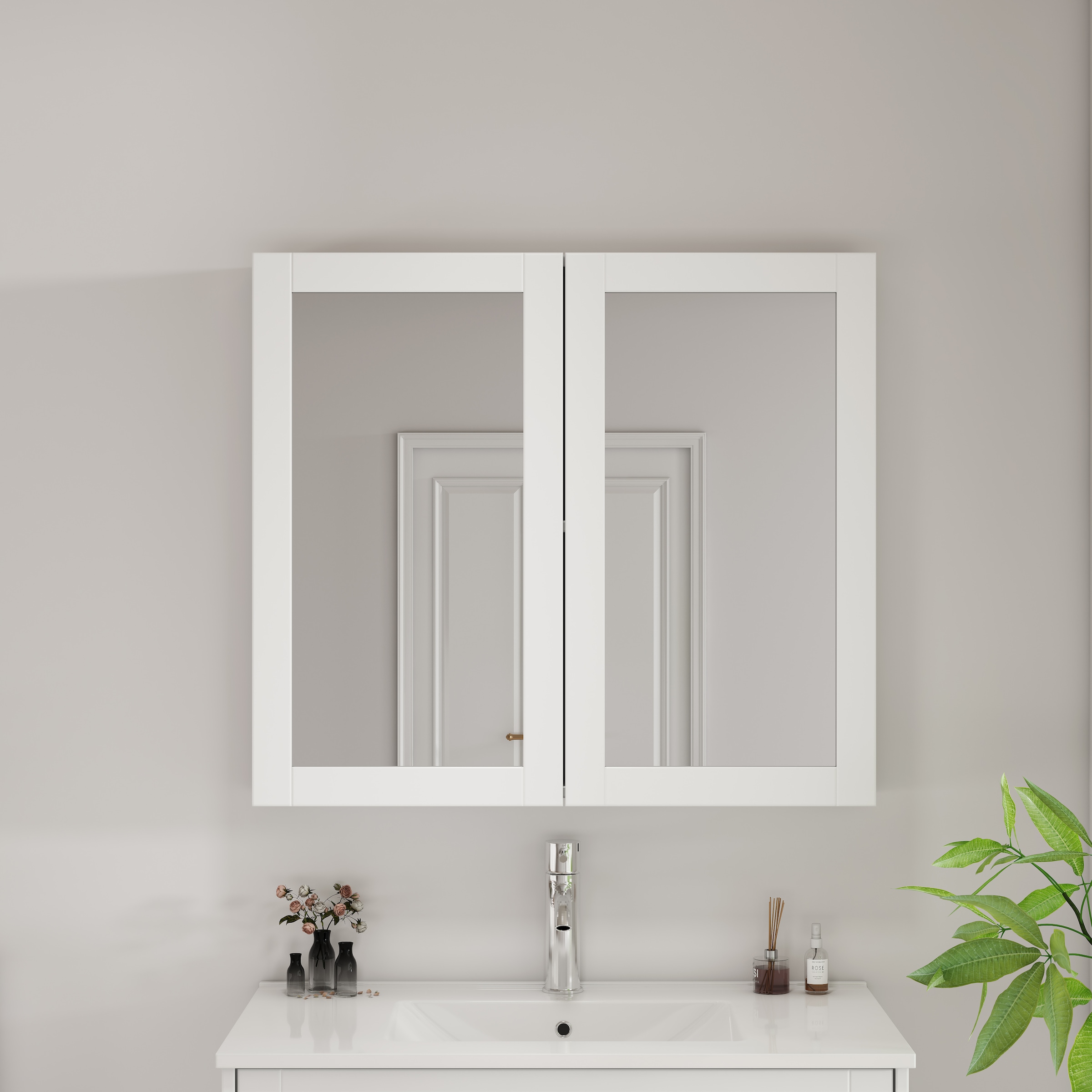 welltime Spiegelschrank »AMSTERDAM« platzsparender Spiegelschrank mit individuell verstellbarem Regalboden