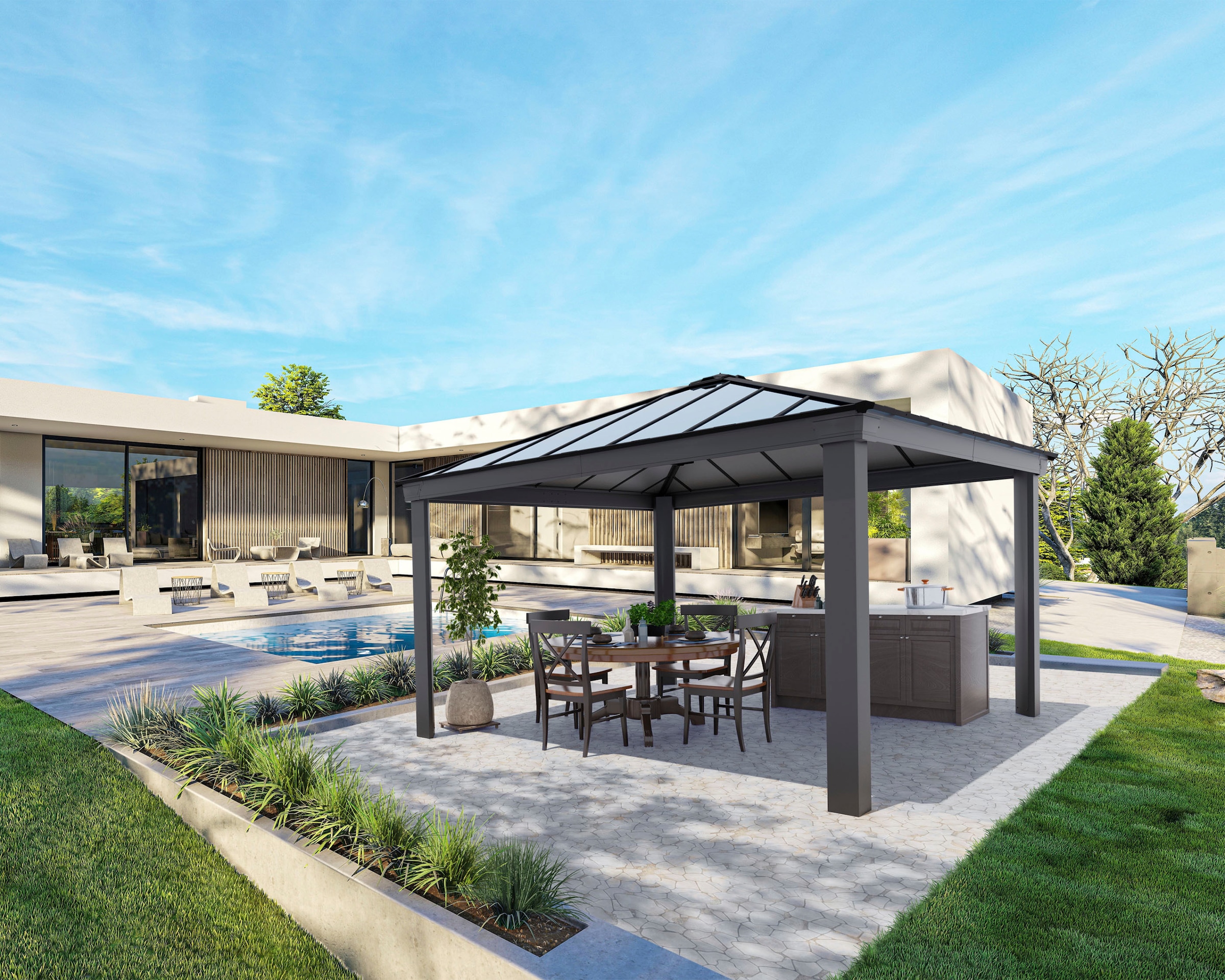 Palram - Canopia Pavillon »Dallas«, 425 x 425,5cm, Anthrazit