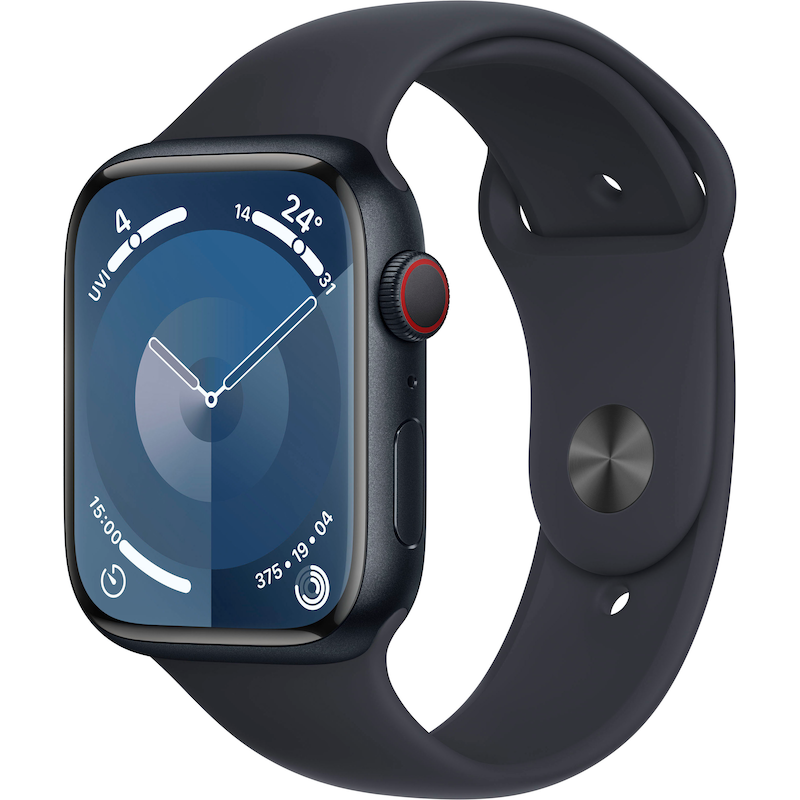 APPLE Smartwatch »Watch Series 9 Aluminium« (4, 5 cm / 1, 77 ′′) Watch OS 10;EKG;Blutsauerstoff App;Herzfrequenz Mitternacht