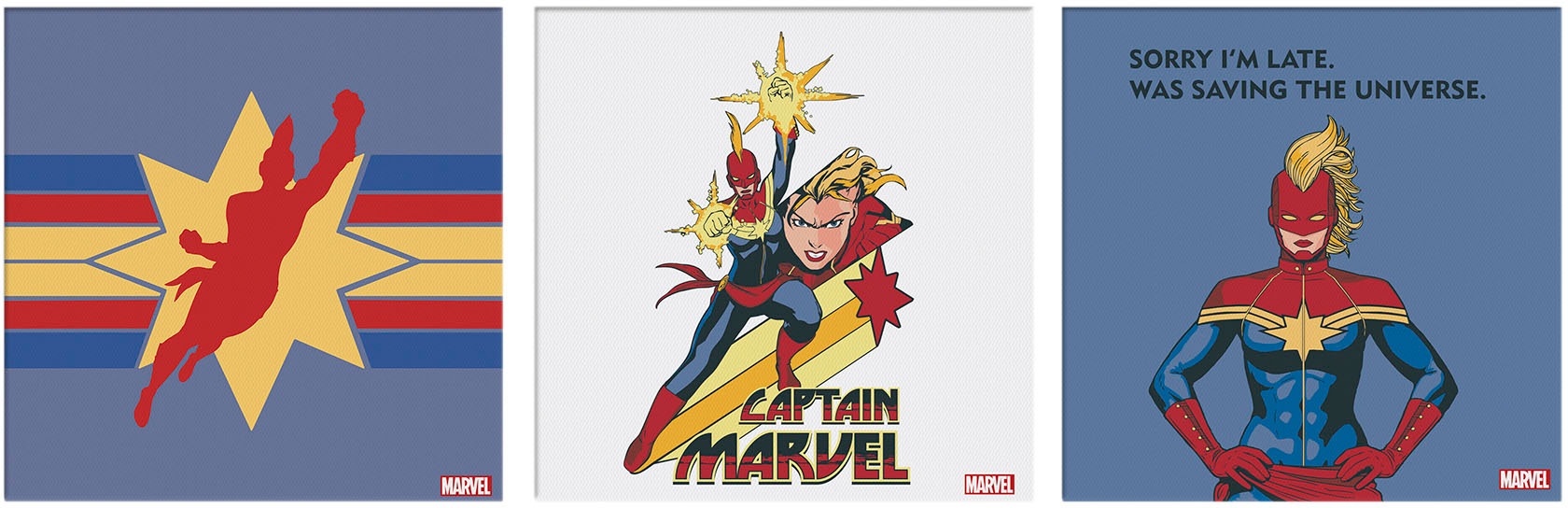 MARVEL Leinwandbild »Captain Marvel«, (Set, 3 St.)