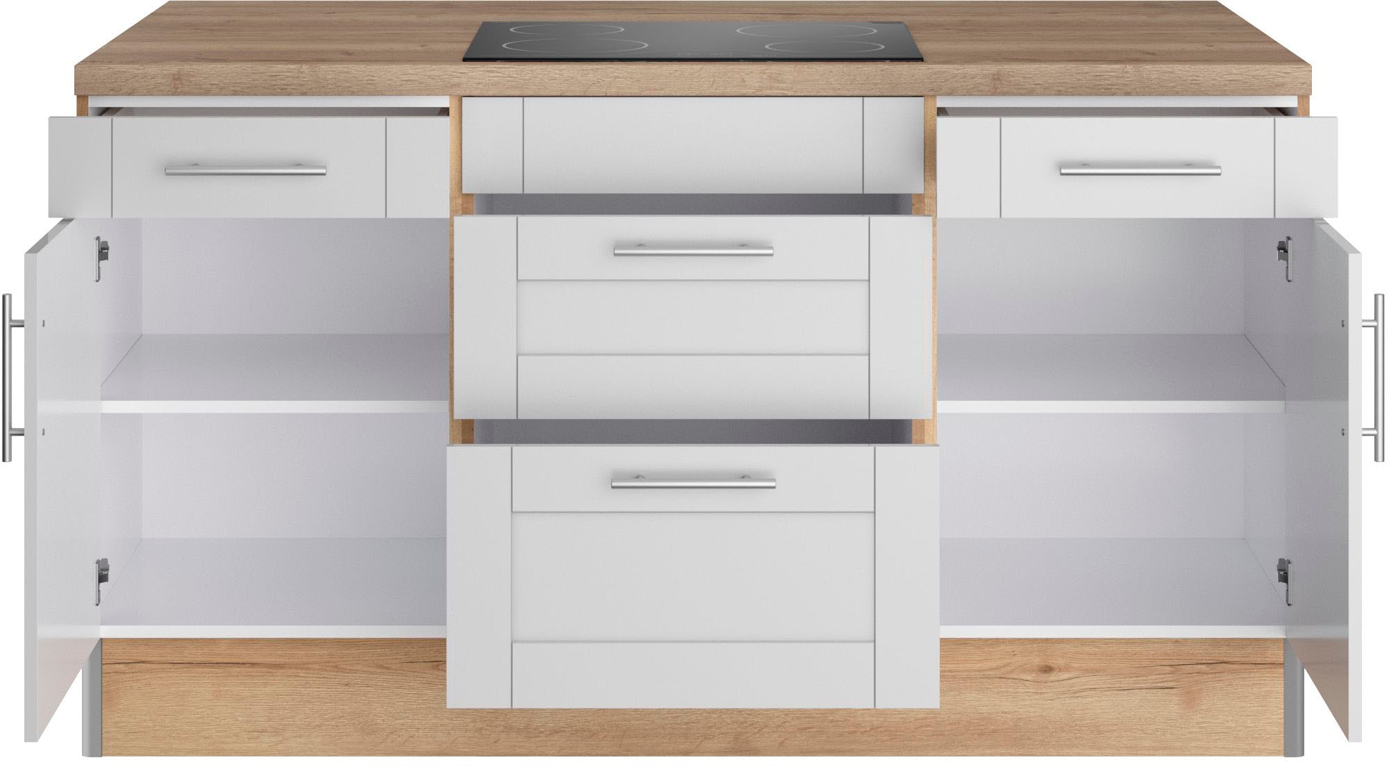 OPTIFIT Kochinsel »Ahus«, Kücheninsel, Breite 160 cm, wahlw. mit E-Gerät, Soft Close Funktion
