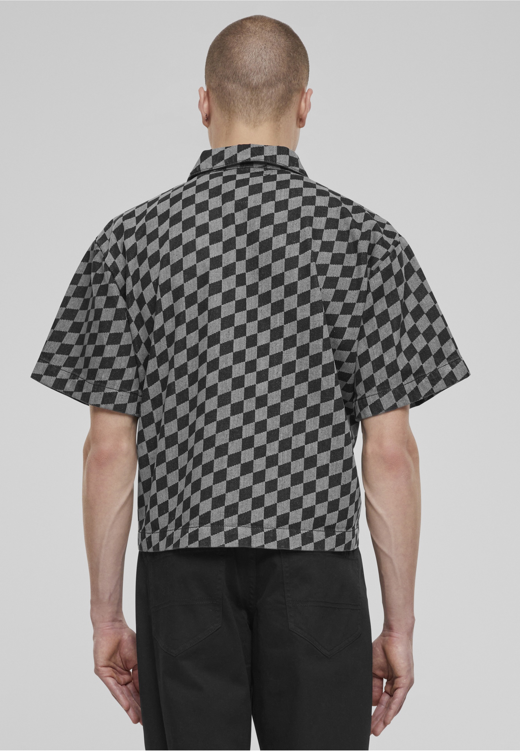 URBAN CLASSICS Langarm-Poloshirt »Urban Classics Laser Check Printed Boxy Shirt« 1 Stk.
