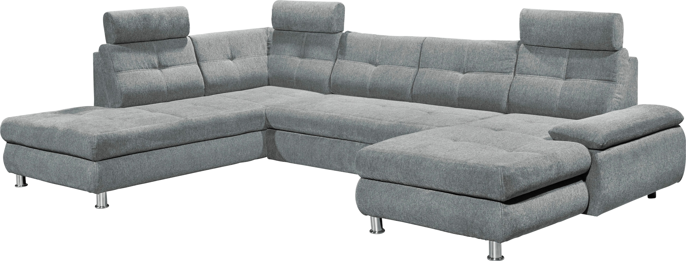 ED EXCITING DESIGN Wohnlandschaft »Alba U-Form«, mit Bettfunktion, Bettkasten, Armteilverstellung & Kopfstützen