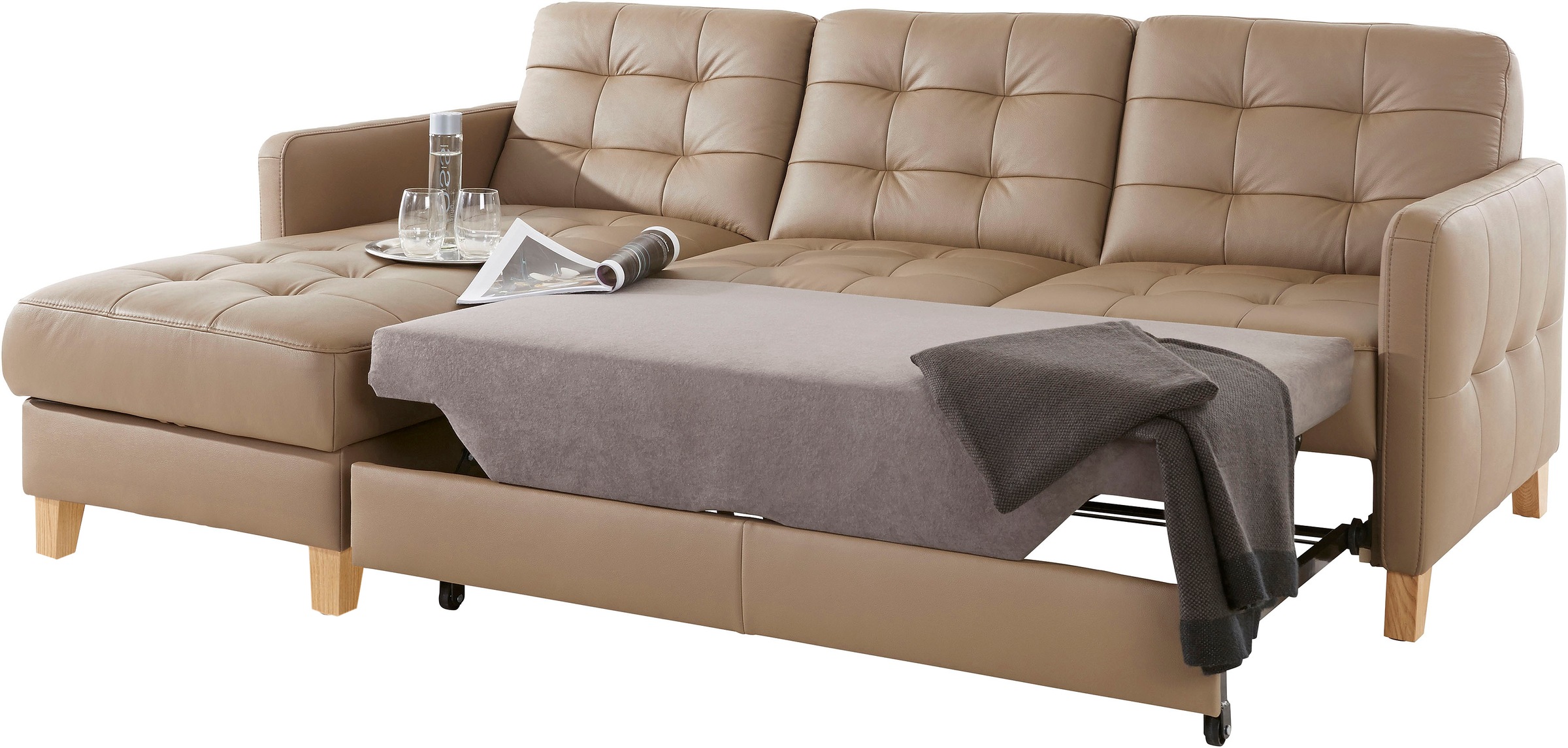 exxpo - sofa fashion Ecksofa »Elio, kompakt und komfortabel, bequem und zeitloses Design, L-Form«, wahlweise mit Bettfunktion
