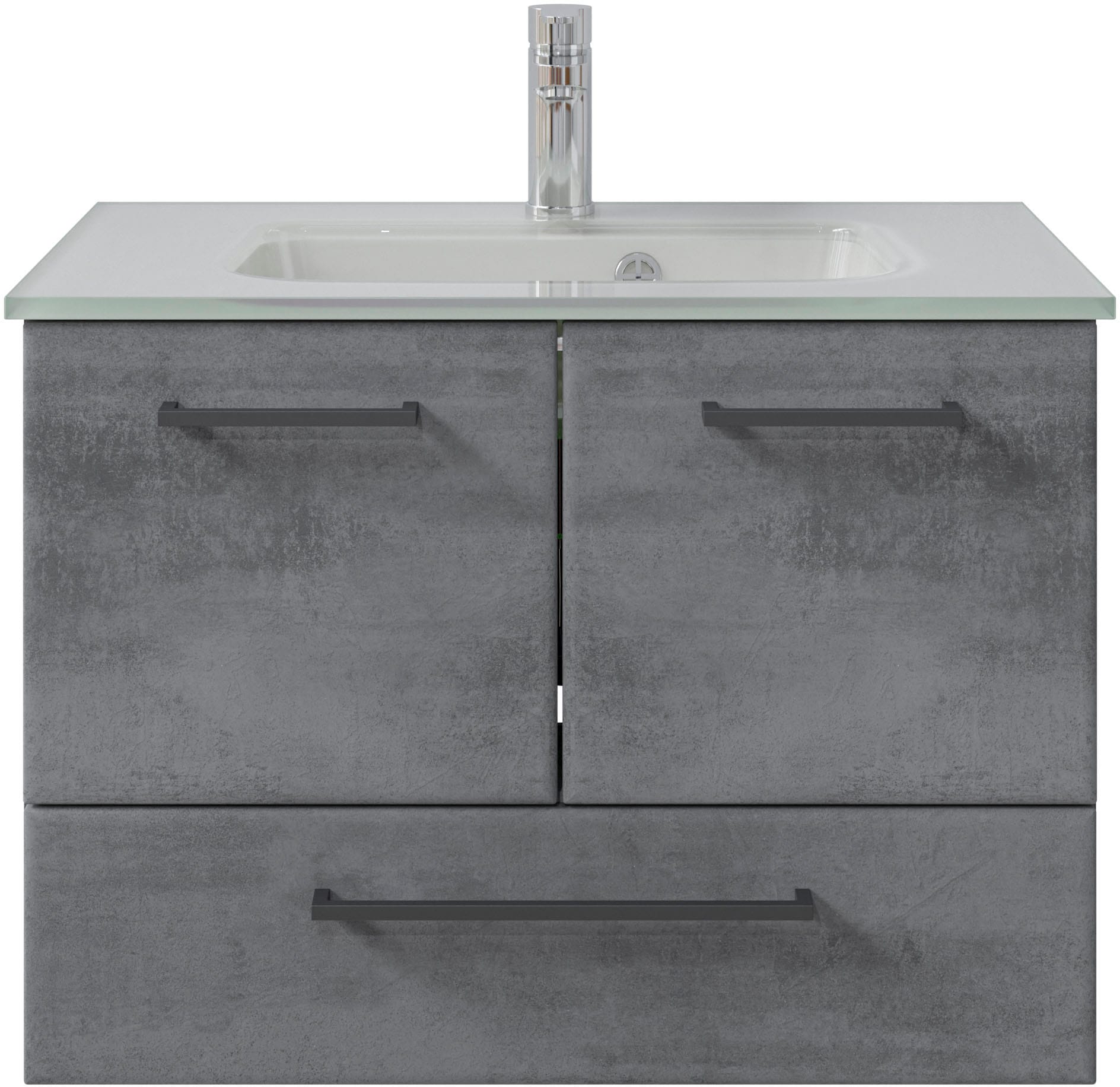 Saphir Badmöbel-Set »Quickset 945 Glas-Waschtisch mit Unterschrank, 74 cm b günstig online kaufen