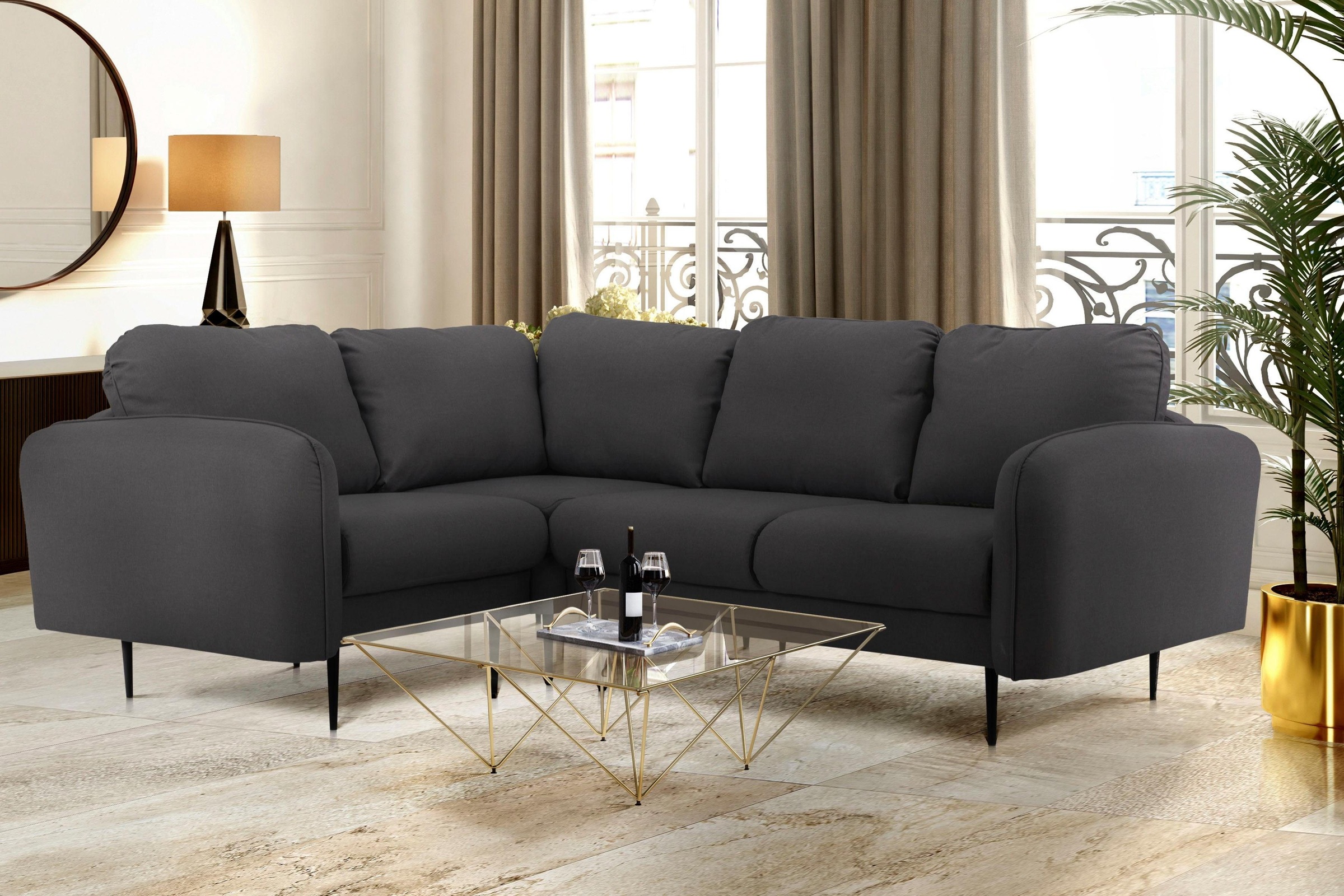 Home affaire Ecksofa »Skidi L-Form« mit losen Rückenkissen und Keder oben a günstig online kaufen