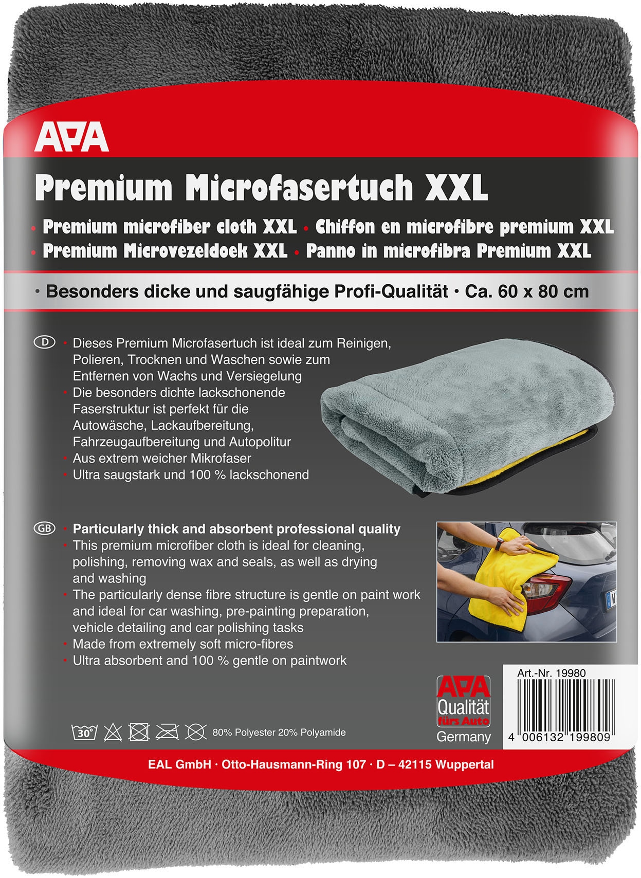 APA Mikrofasertuch »Premium Trockentuch XXL«, Mikrofaser, 80 cmx60 cm, (1 St.)