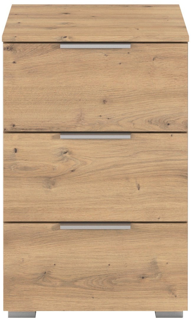OTTO home Nachtkommode »Nachttisch Nachtkonsole AGORDO in Dekor- oder Hochglanzfront« in zwei Griff-Farben, Breite 40 cm,  mit 3 geräumigen Schubladen für viel Stauraum MADE IN GERMANY