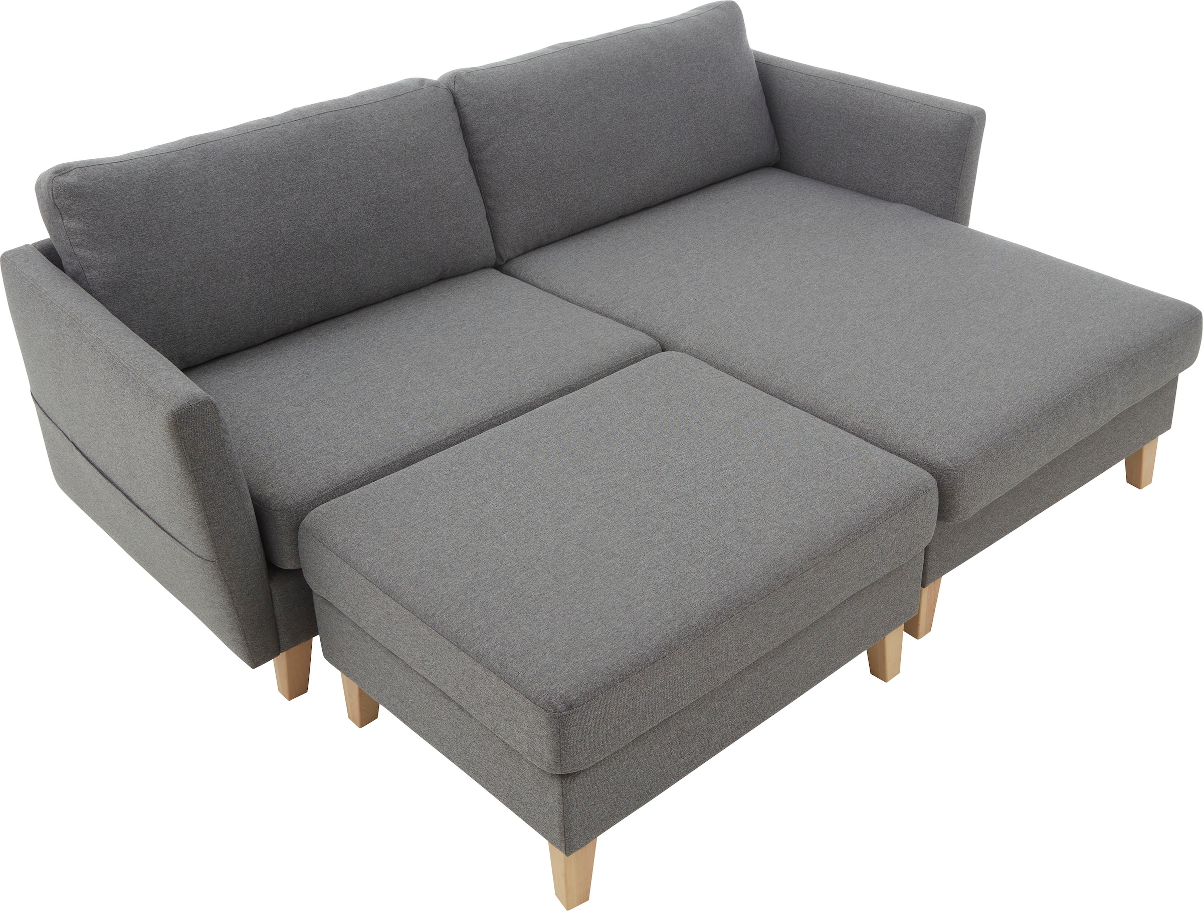 ATLANTIC home collection Ecksofa »Mailo L-Form«, mit Seitentaschen, Recamiere beidseitig montierbar, Massivholzfüße