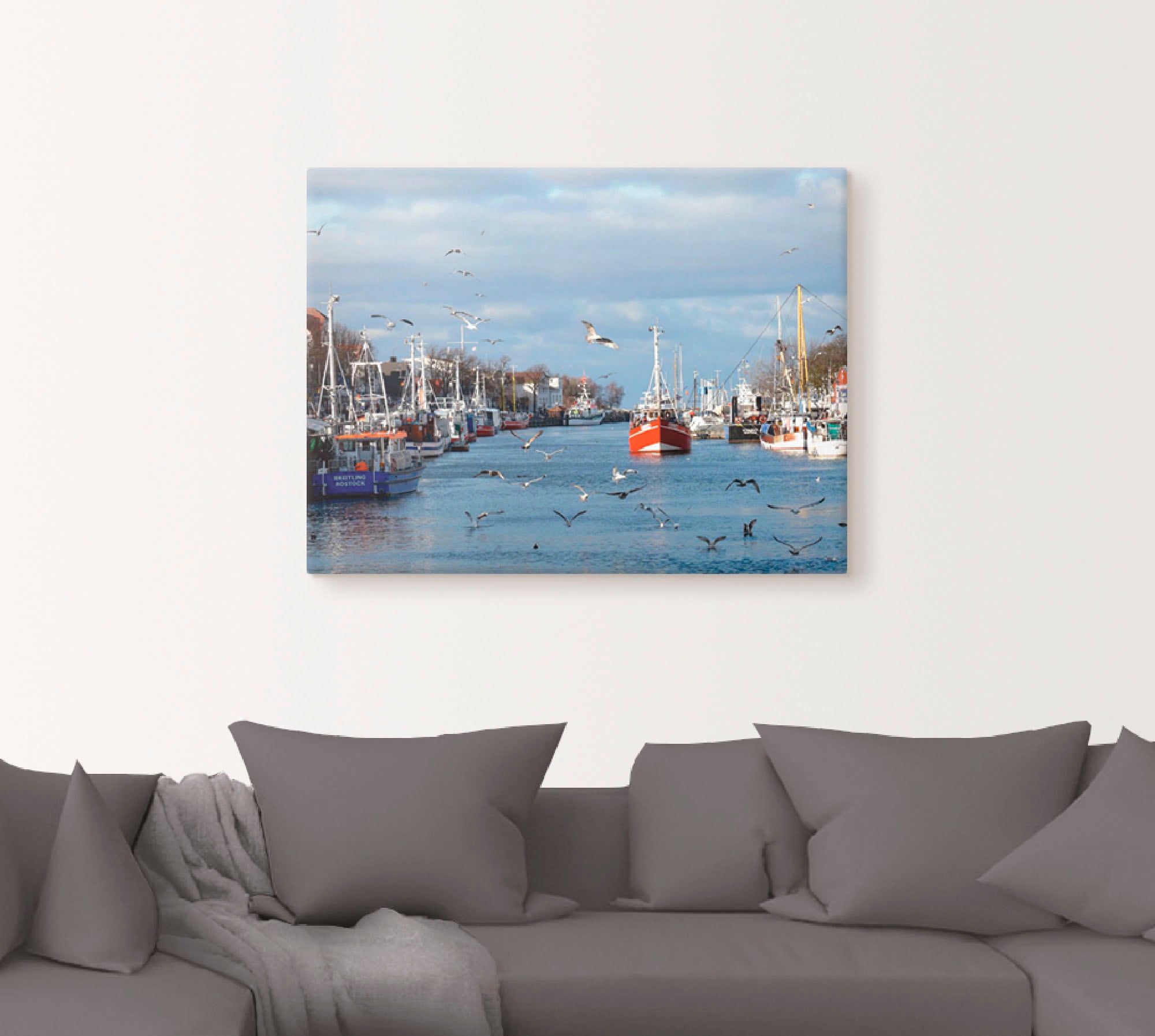 Artland Leinwandbild »Alter Strom in Warnemünde«, Boote & Schiffe, (1 St.), günstig online kaufen