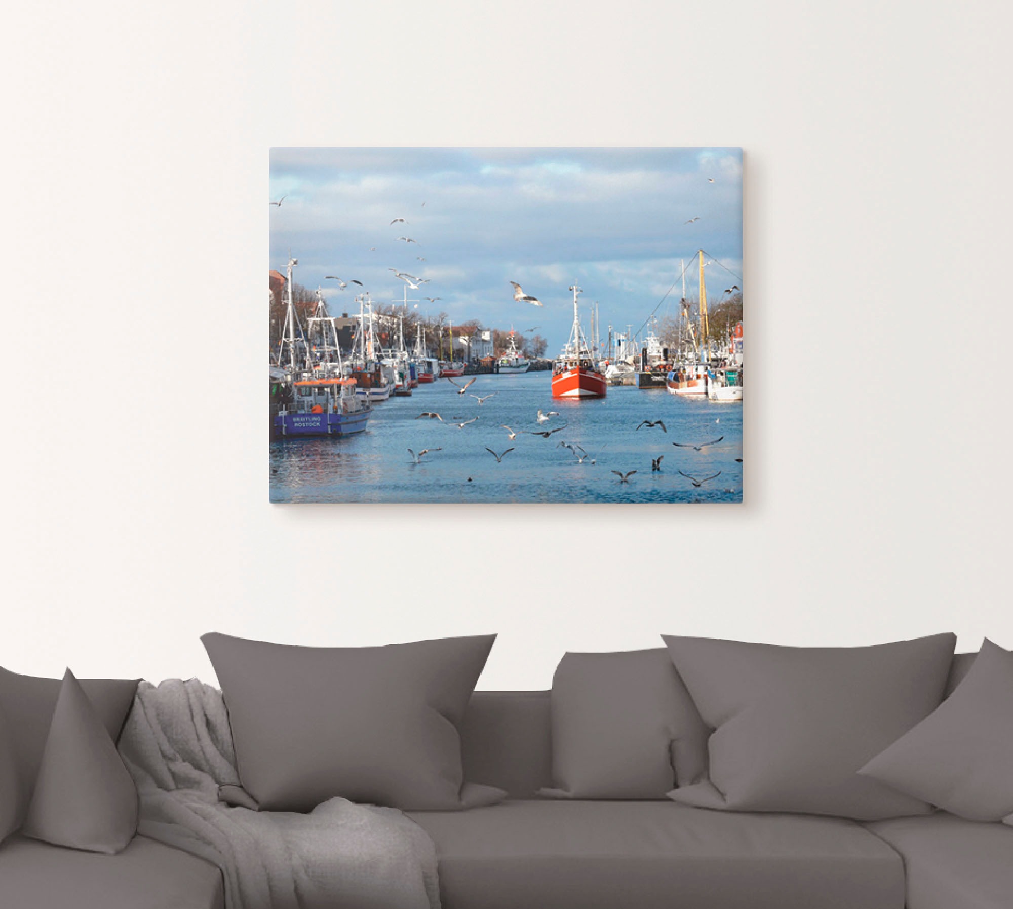 Artland Leinwandbild »Alter Strom in Warnemünde« Boote & Schiffe 1 Stk. tlg günstig online kaufen