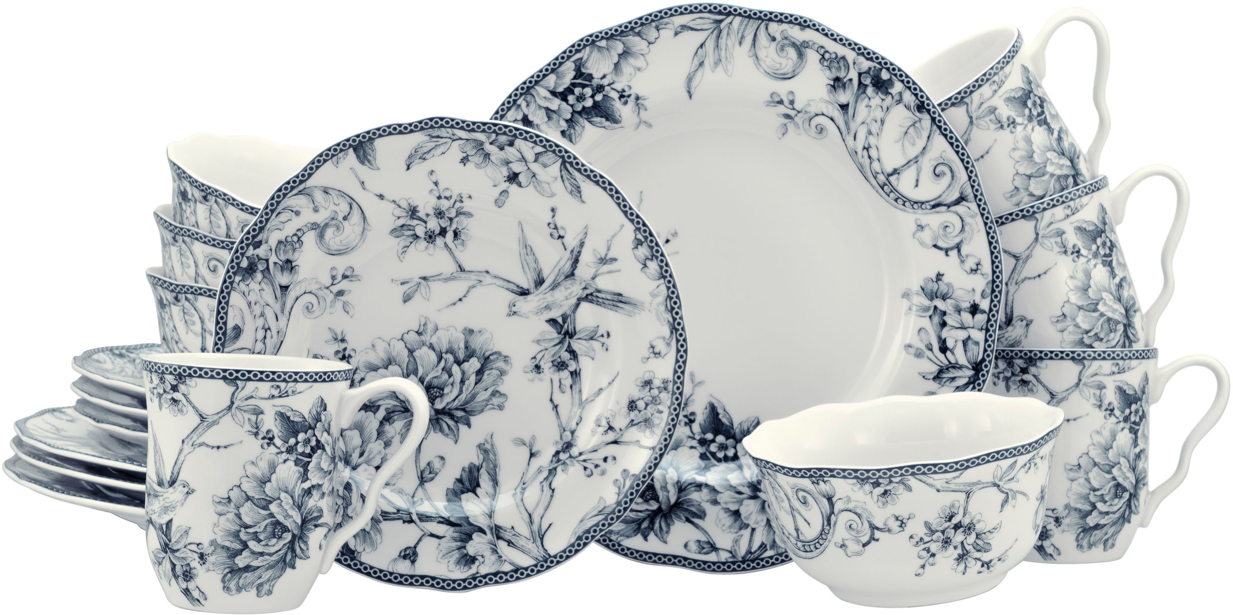 CreaTable Kombiservice »Adelaide, Service 16-tlg.« Nostalgischer Vintage Dekor, Elegante Form