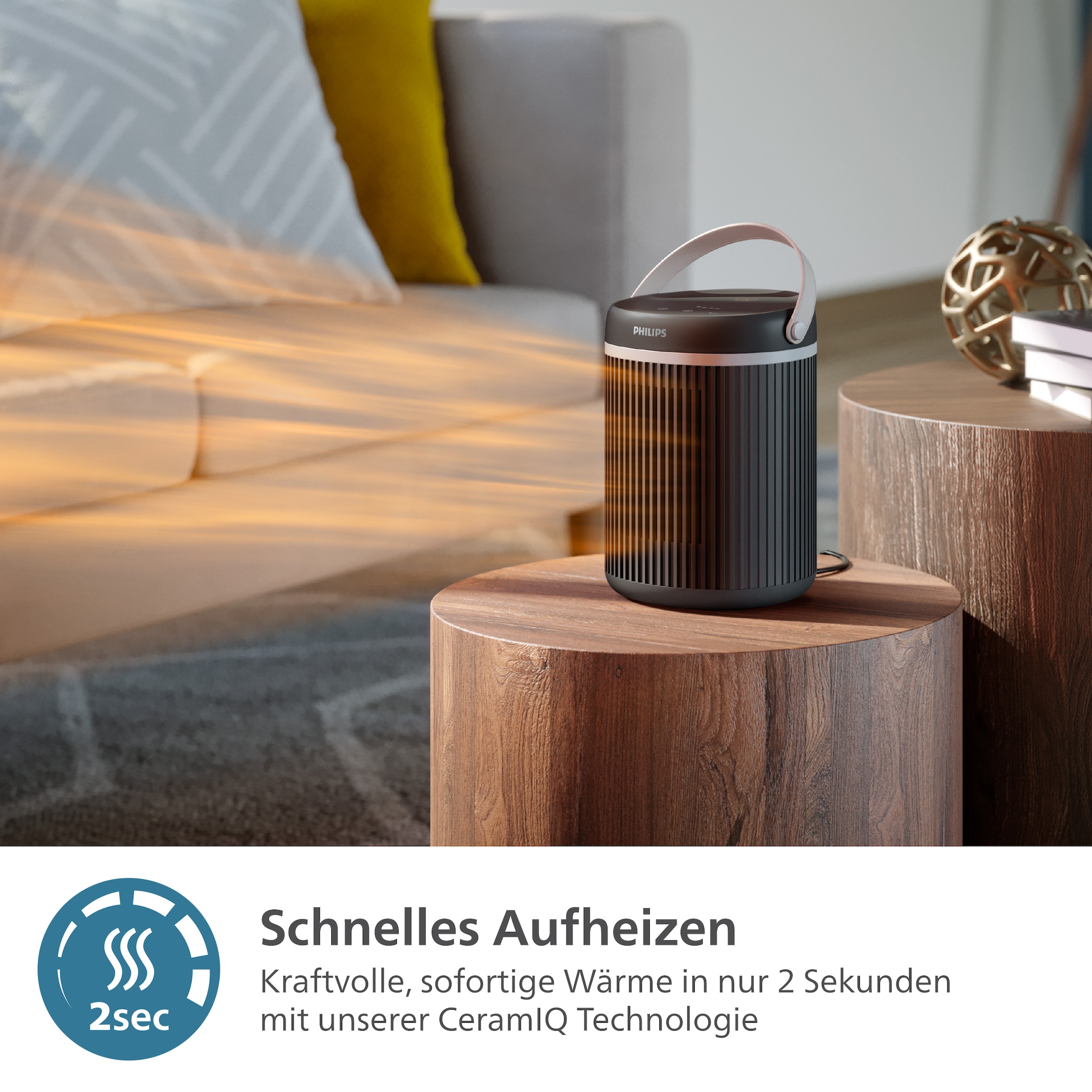 Philips Heizlüfter »aus Keramik, Kompakt 3000 Series CX3120/01, spart bis zu 50 % Energie«, 2000 W, mit schnellem Aufheizen in nur 2 Sekunden, mit der Air+ App verbunden