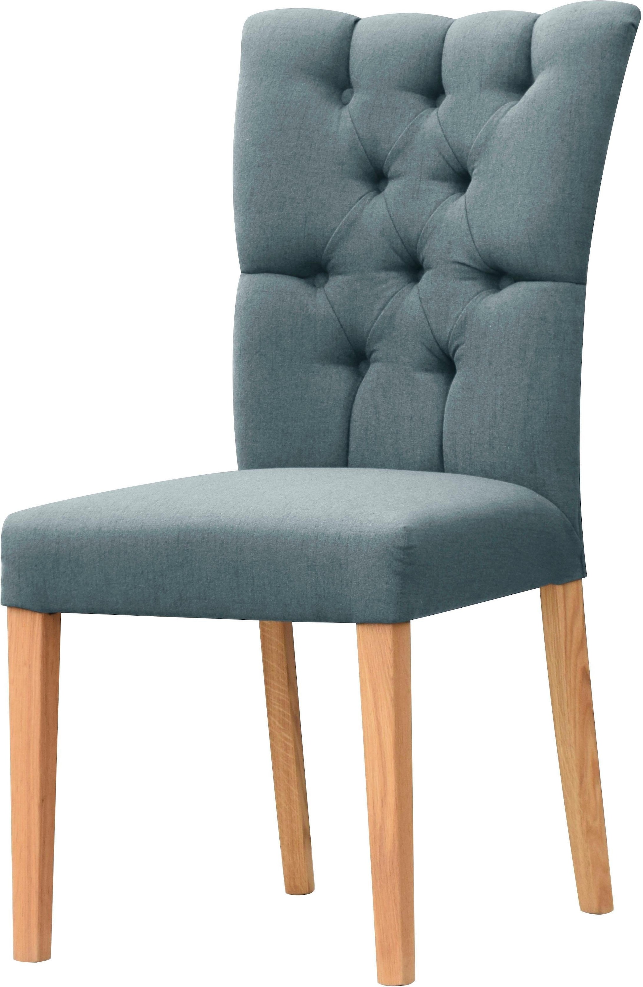 »Peillon«, Eiche Raten und Knopfsteppung Feinstruktur, (Set), auf mit Leonique Beinen aus St., massiver 2 bestellen Stuhl