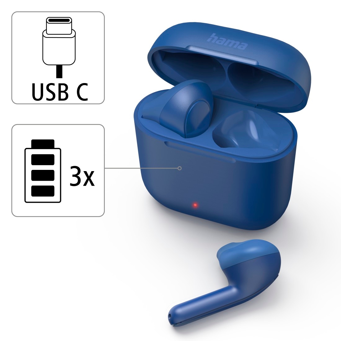Hama Bluetooth-Kopfhörer »Bluetooth® Kopfhörer True Wireless, Earbuds, Autopairing, Apple Siri«, A2DP Bluetooth-AVRCP Bluetooth-HFP-HSP-PBAP-SPP, Freisprechfunktion-Sprachsteuerung, Google Assistant, Berührungssteuerung, integriertes Mikrofon