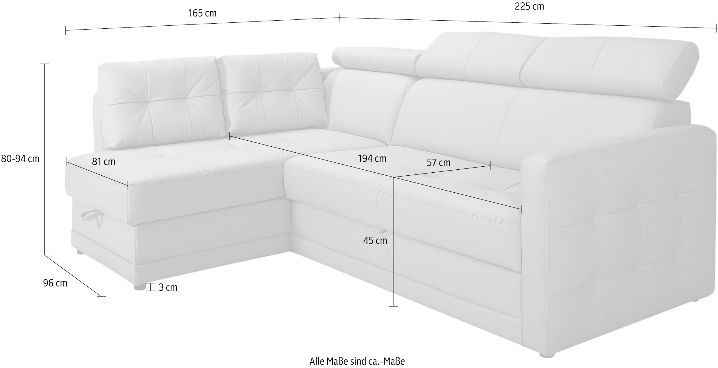 exxpo - sofa fashion Ecksofa »Arles, bequeme Federkernunterfederung, OTTOs Choice, L-Form«, wahlweise mit Bettfunktion und Bettkasten, inkl. Kopfteilverstellung