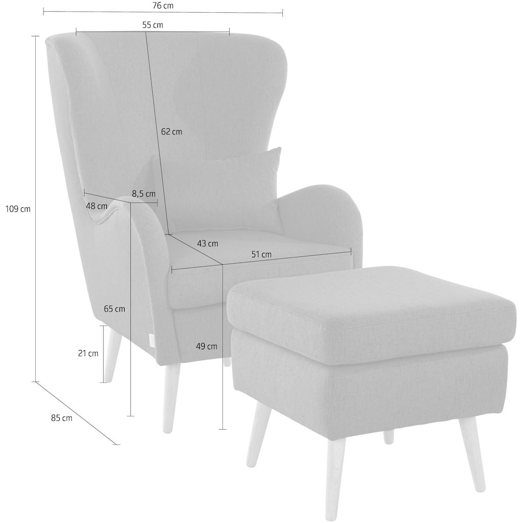 Guido Maria Kretschmer Home&Living Sessel »Sallito«, in verschiedenen Bezugsqualitäten und Farben, Sessel ohne Hocker (separat erhältlich)