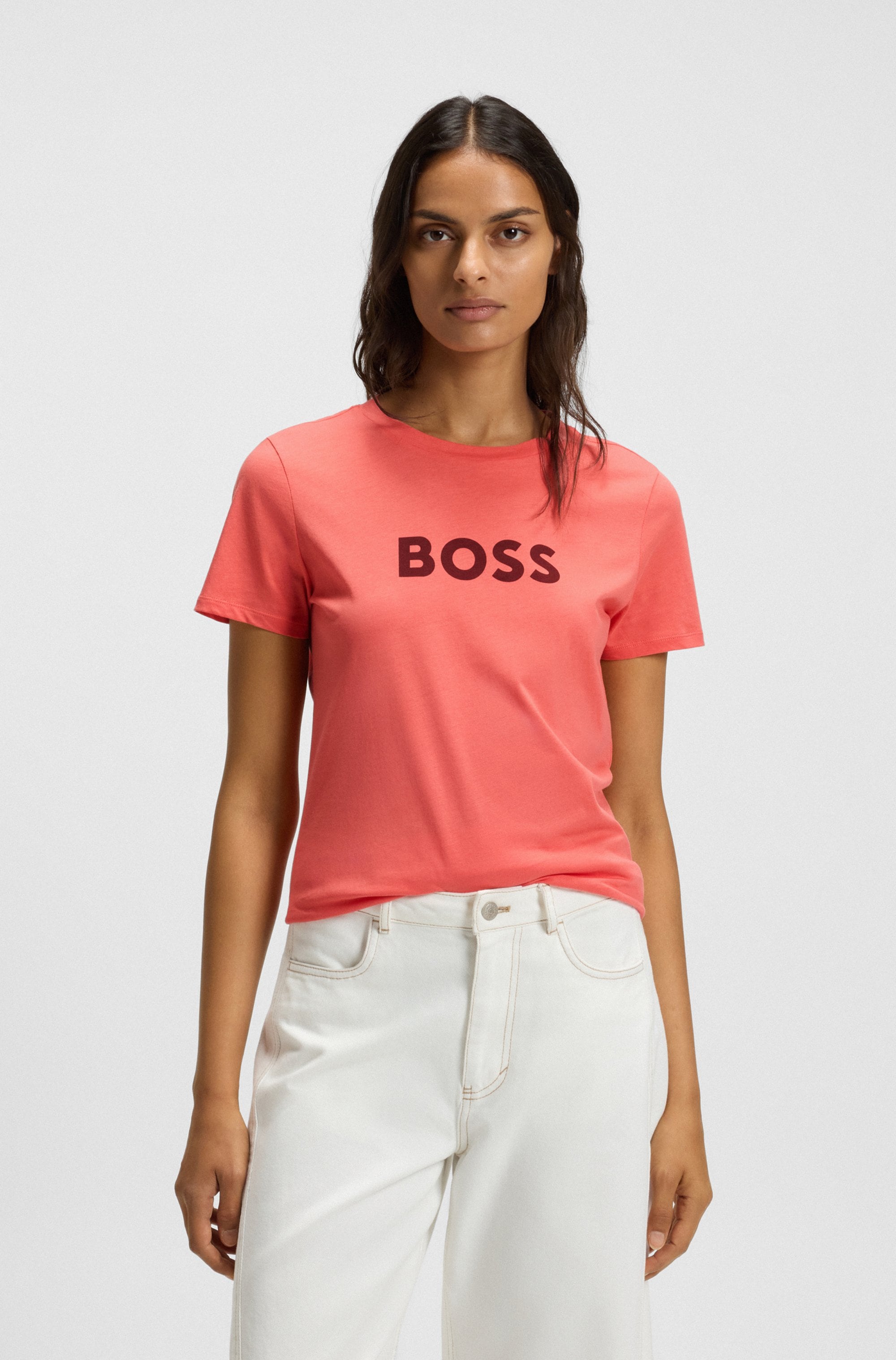 BOSS ORANGE T-Shirt »Elogo Premium Damenmode« mit BOSS-Schriftzug
