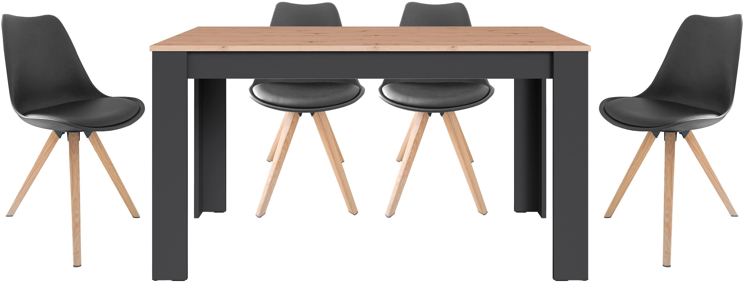 byLIVING Essgruppe »Kira« Set, 5 Stk. tlg. modernes Set mit 4 Stühlen in me günstig online kaufen