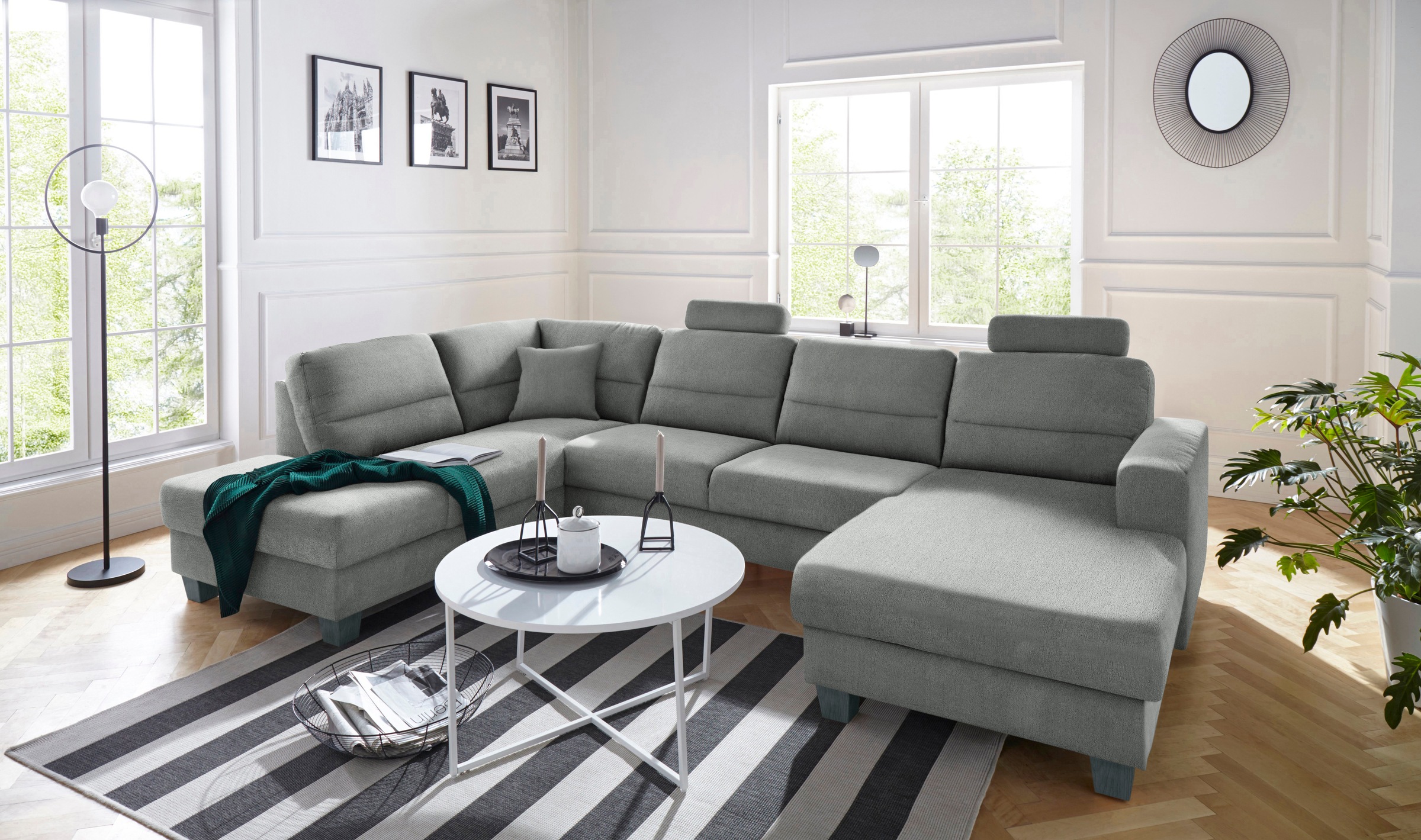TRENDMANUFAKTUR Wohnlandschaft »Chamber, U-Form«, inklusive zwei Kopfstützen, wahlweise mit Bettfunktion