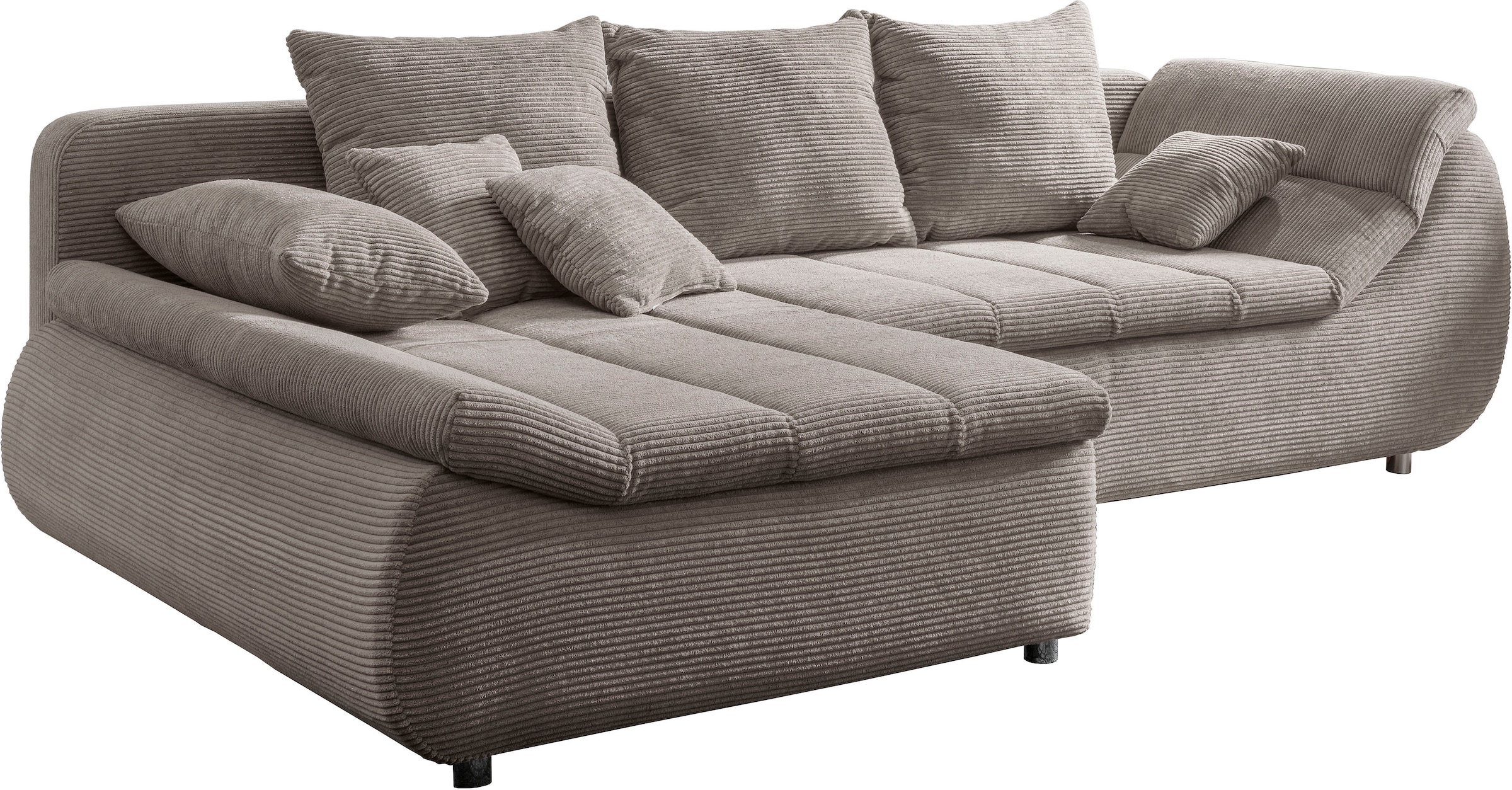 INOSIGN Ecksofa »Imola elegant und bequem, aktuelle Steppung im Sitz, L-Form«, wahlweise mit Bettfunktion