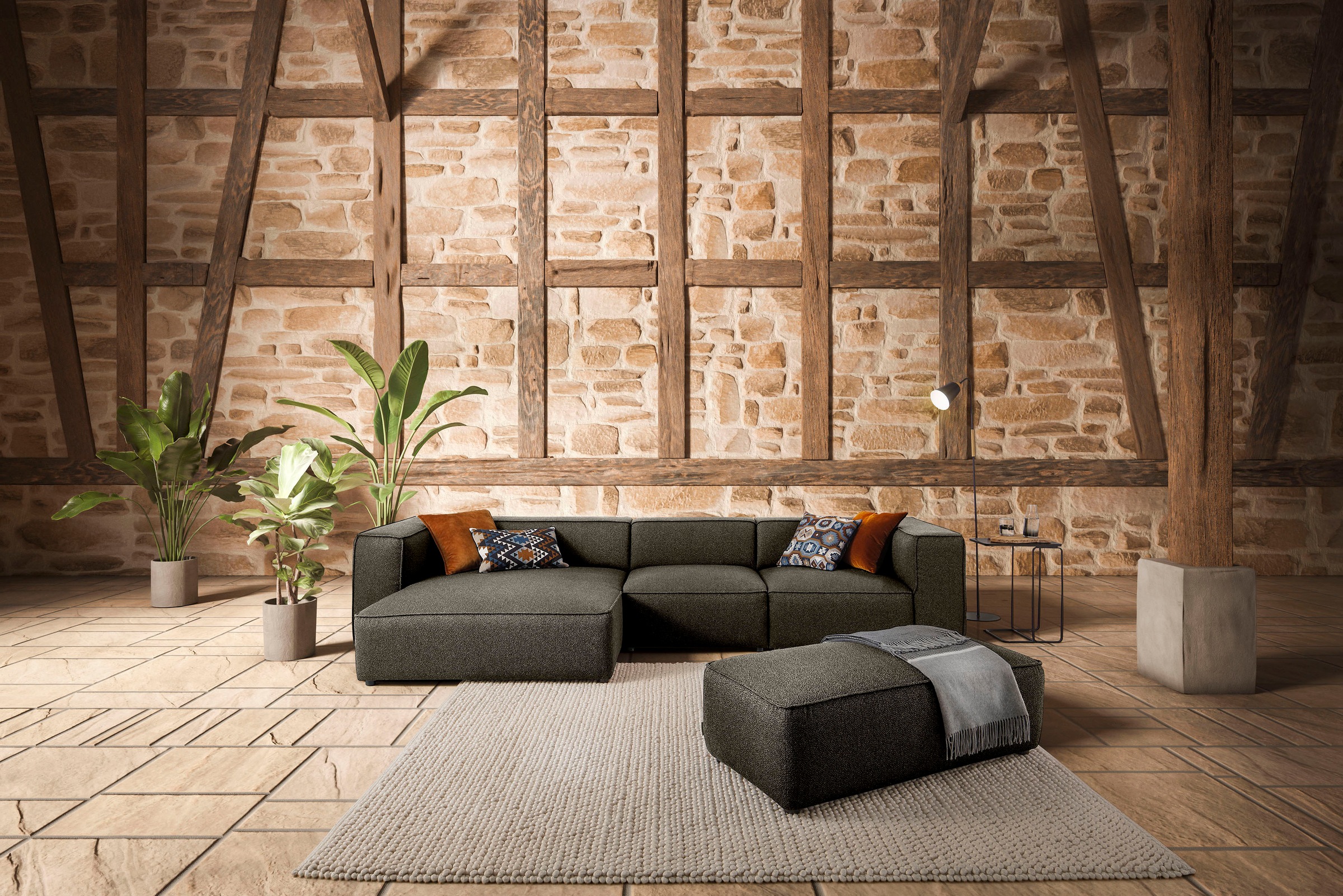 W.SCHILLIG Ecksofa »around-the-block«, mit eleganter Biese, mit Federkern, günstig online kaufen