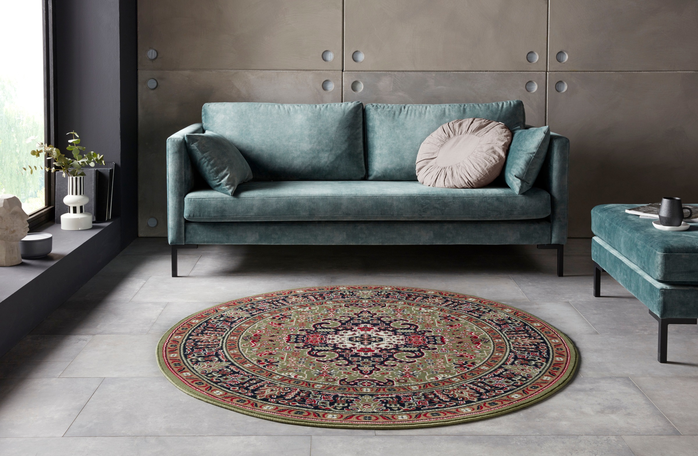 7. Bild von NOURISTAN Teppich »Skazar Isfahan«, rund, Kurzflor, Orient, Teppich, Vintage, Esszimmer, Wohnzimmer, Flur