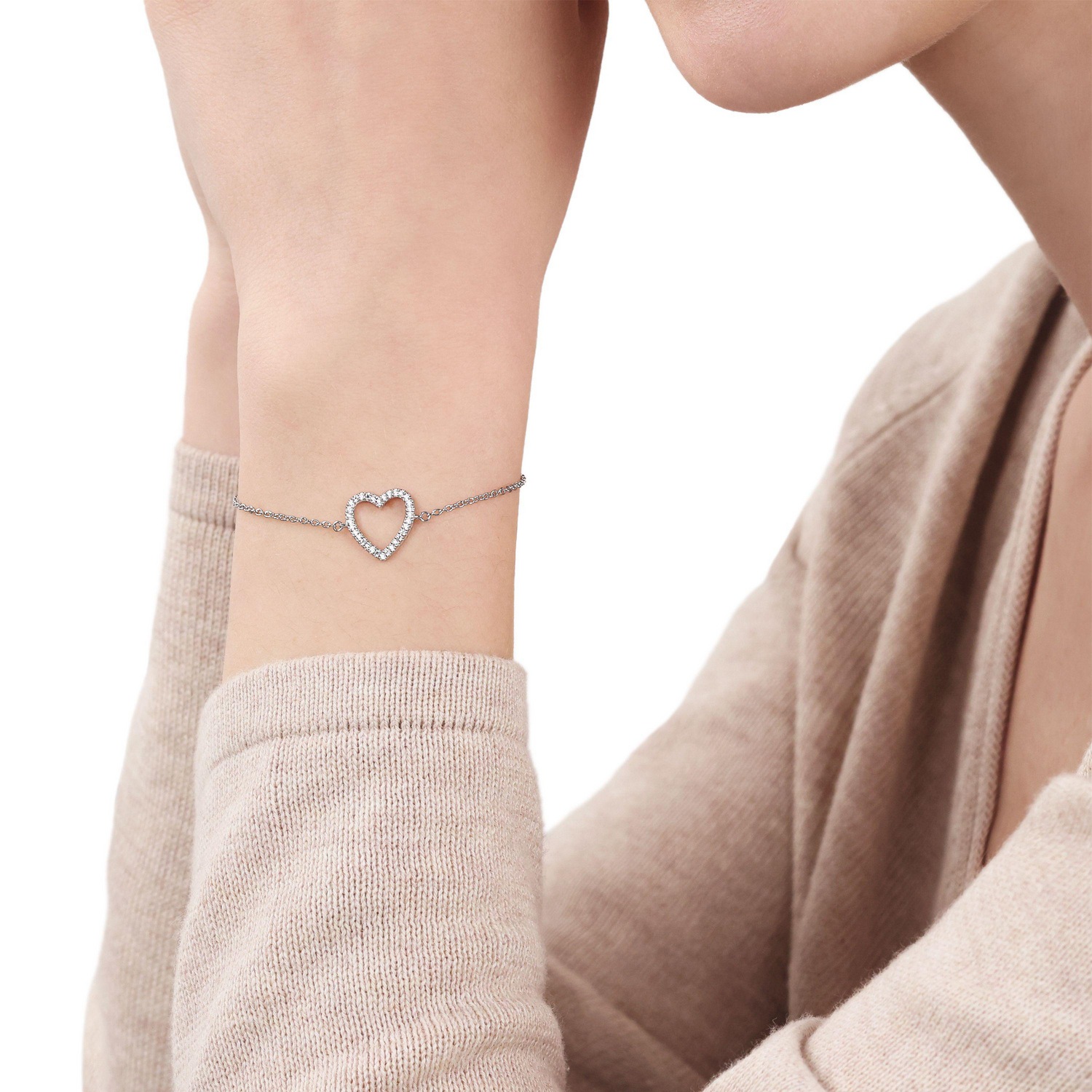 TOM TAILOR Silberarmband »Herz« mit Zirkonia (synth.)
