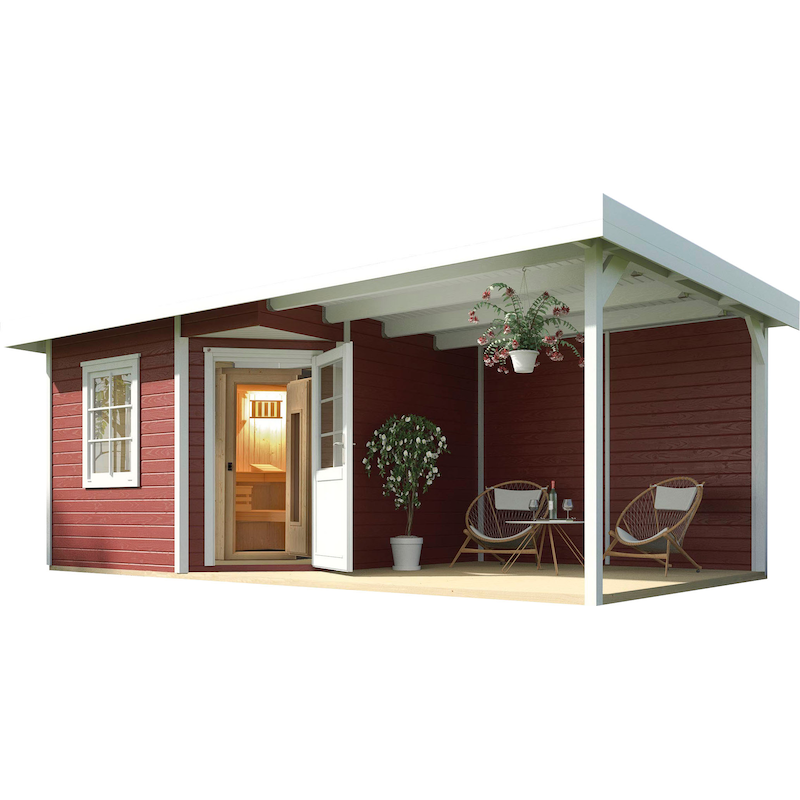 WEKA Saunahaus »Salo« Set, 7, 5 kW-Ofen mit digitaler Steuerung schwedenrot