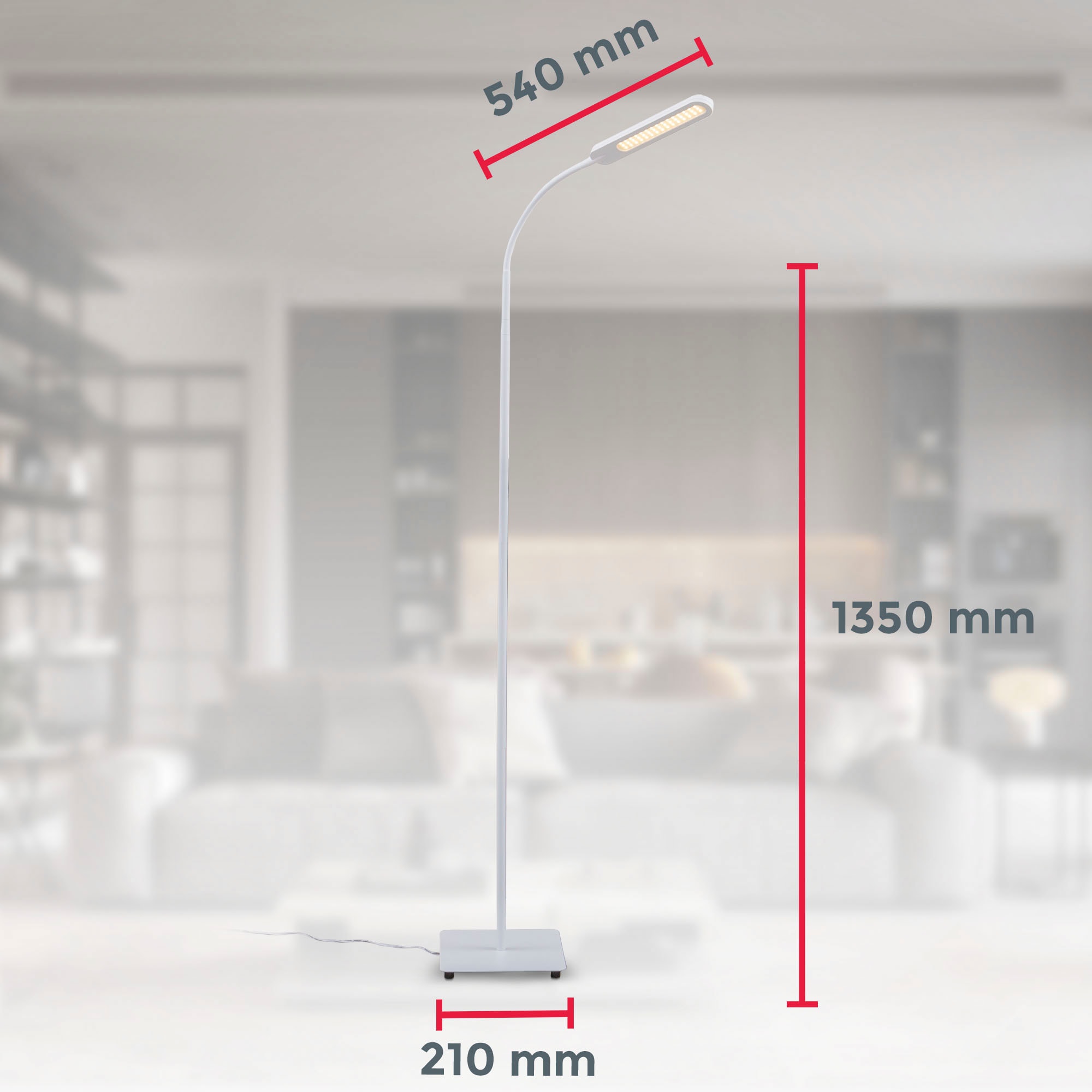 B.K.Licht LED Stehlampe mit Dimmfunktion, 1 x LED-Platine 6,5 Watt, 600lm, Farbtemperatur über Touchschalter einstellbar 3.000K / 4.000K / 6.500K. 