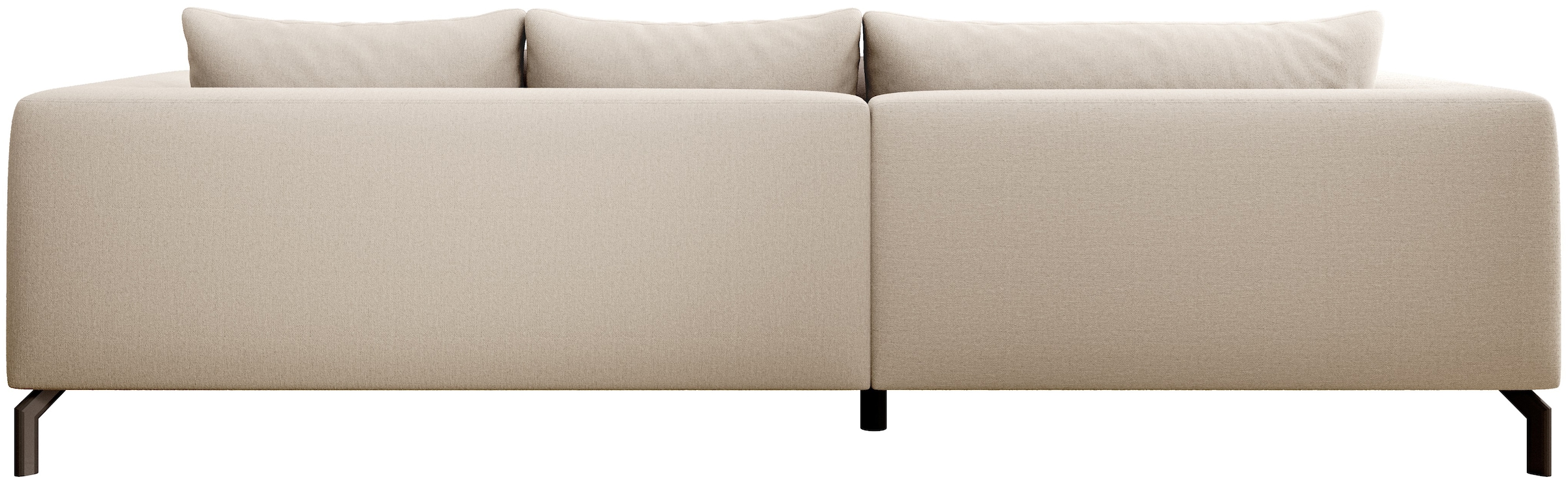 INOSIGN Ecksofa »Cross, mit softem Sitz, L-Form, wendbare Zierkissen, Breite 284 cm«, Couch mit vielen Kissen, stylische Kreuznaht, elegante Metallfüße