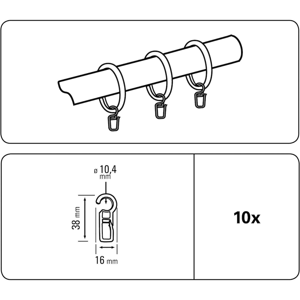 GARDINIA Faltenclip »Faltenlegehaken Öse Ø 10 mm«, (10 St.)