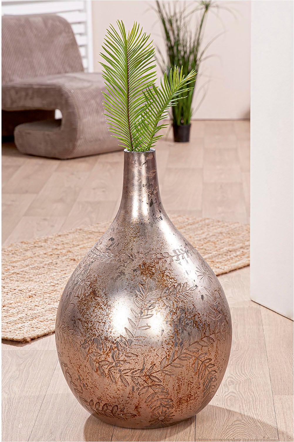 GILDE Bodenvase »Vase Peso, grau H.56 cm«, (1 St.)