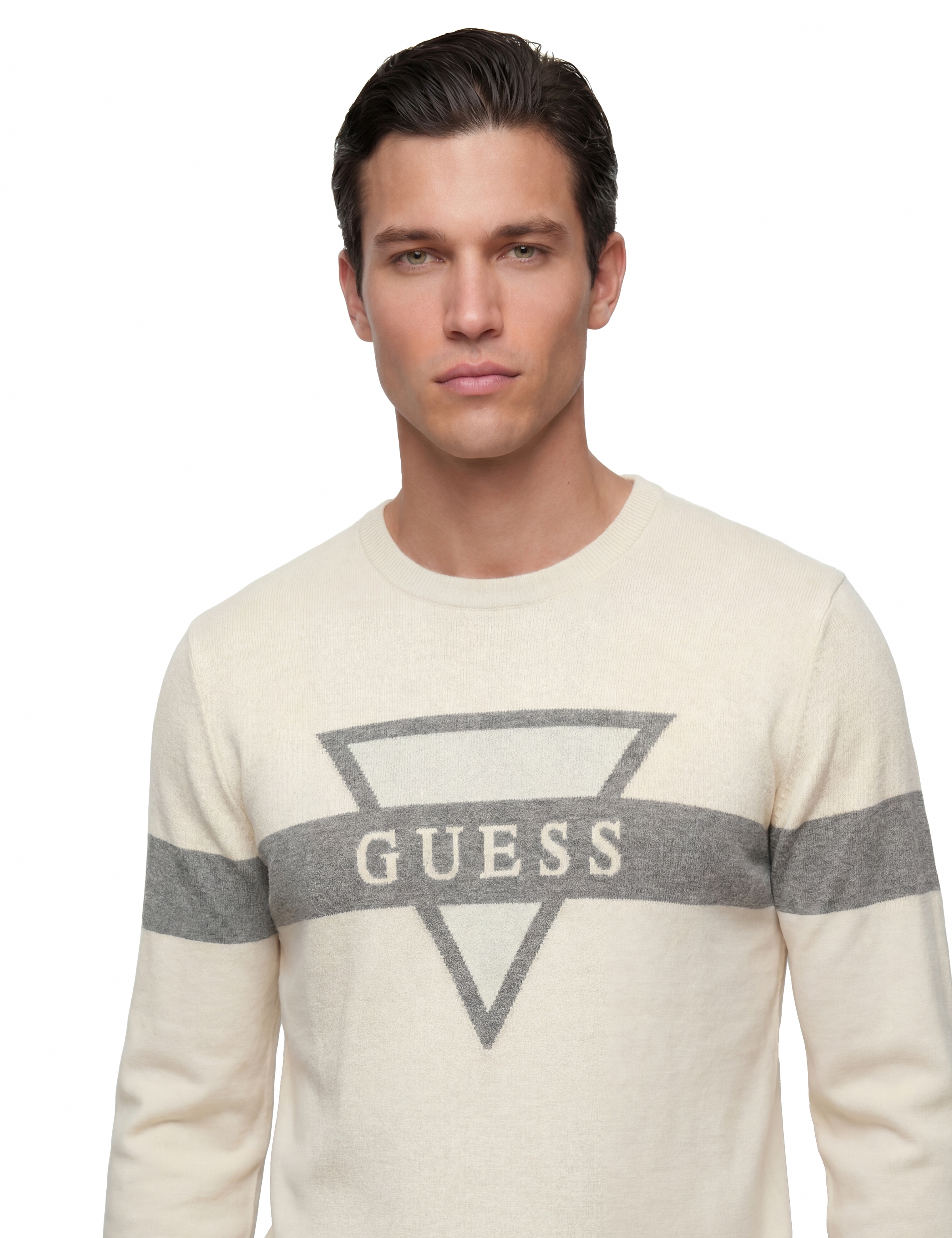 Guess Strickpullover mit Seide und Wolle, Regular Fit, Jacquard-Logo