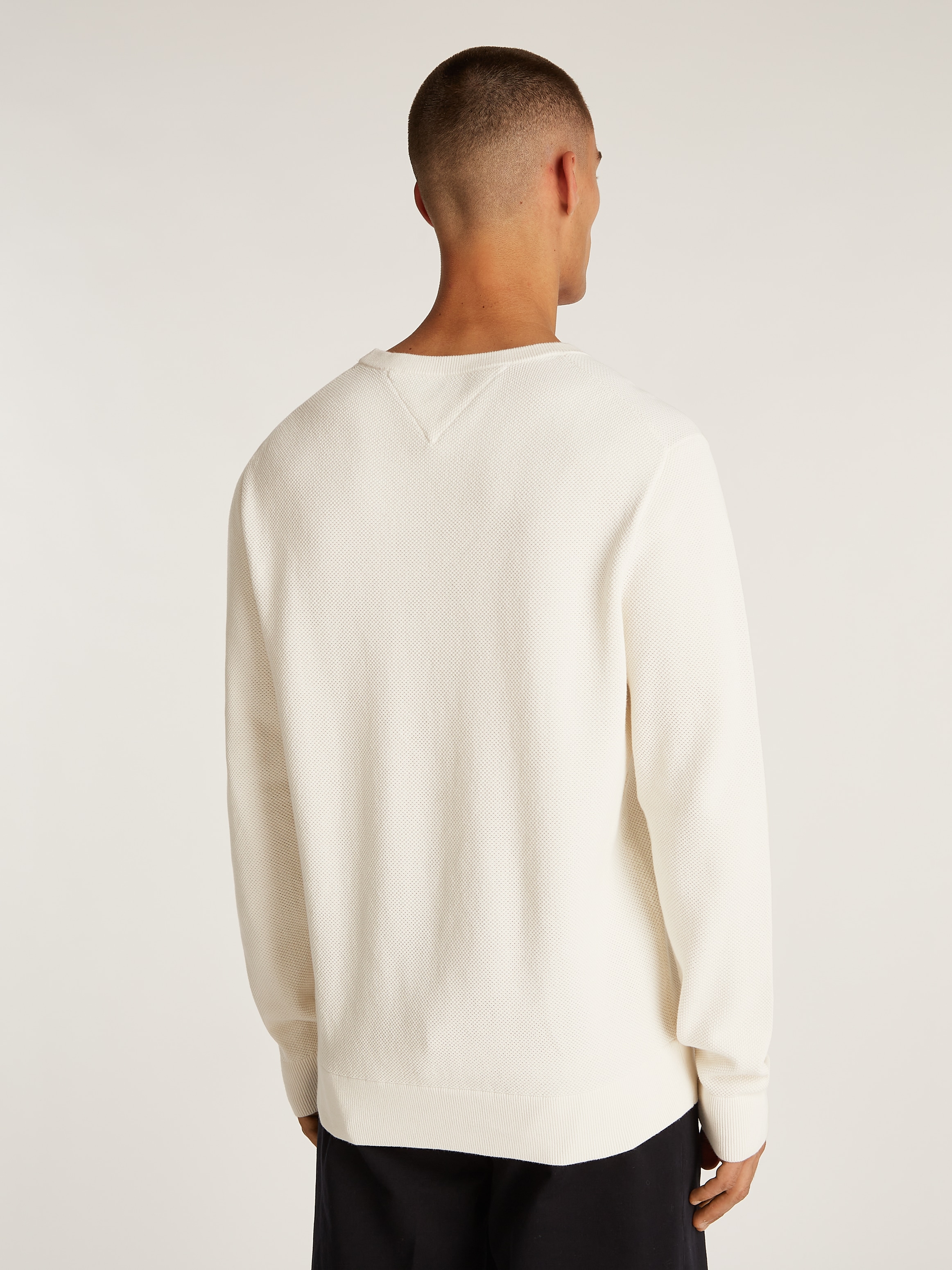 Tommy Hilfiger Rundhalspullover »ESSENTIAL STRUCTURE CREW NECK mit Struktur und Label«, unifarben, casual, regular fit, Baumwolle, Rundhals
