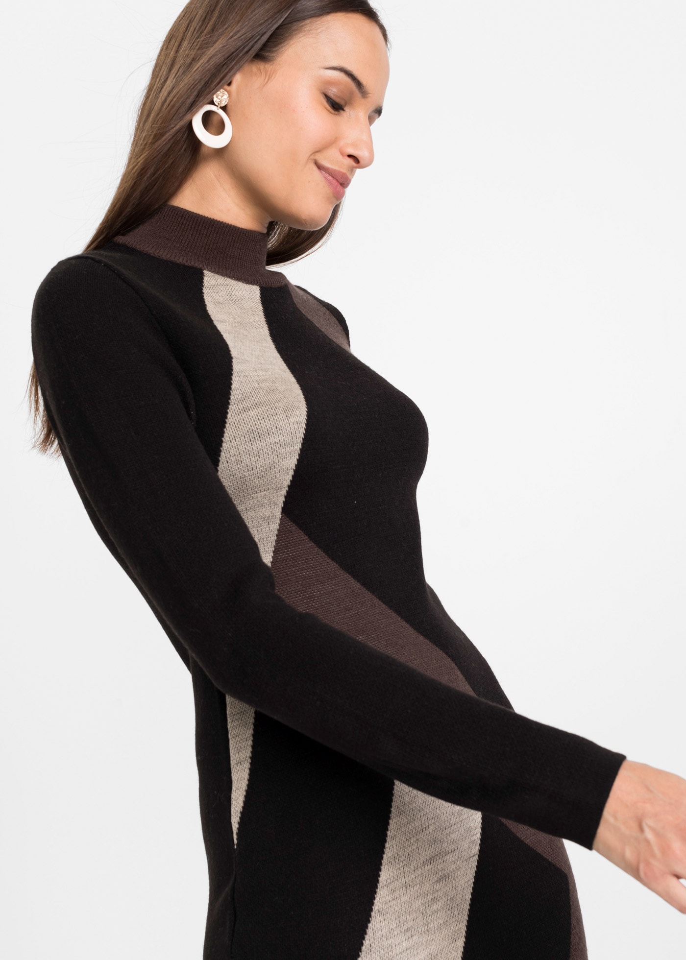 bonprix Strickkleid aus Polyacryl, eng anliegende Passform, mit Jacquard-Muster