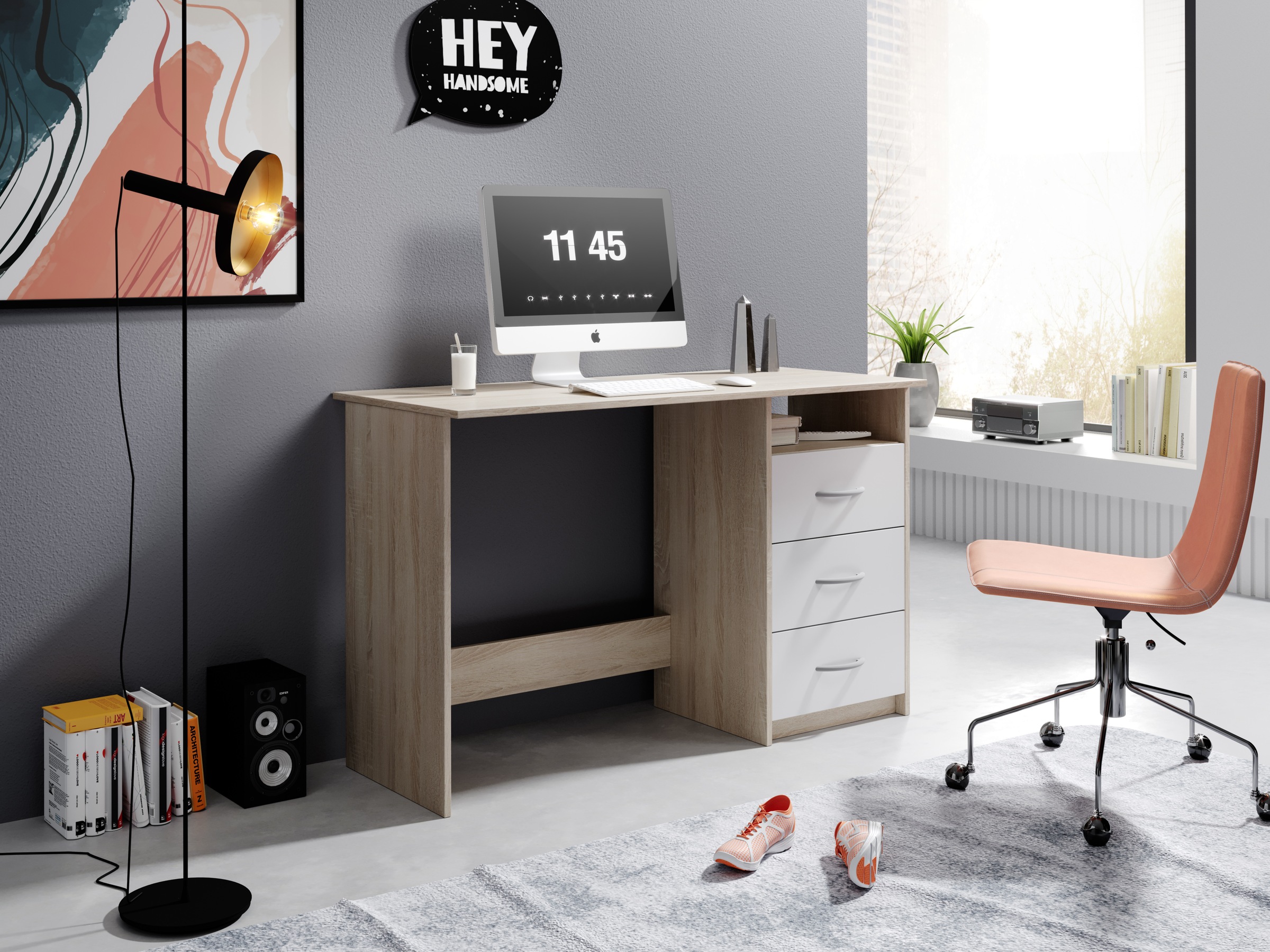BEGA OFFICE Schreibtisch »Adria, Computertisch,«, Schubkästen rechts oder links montierbar, Breite 123 cm