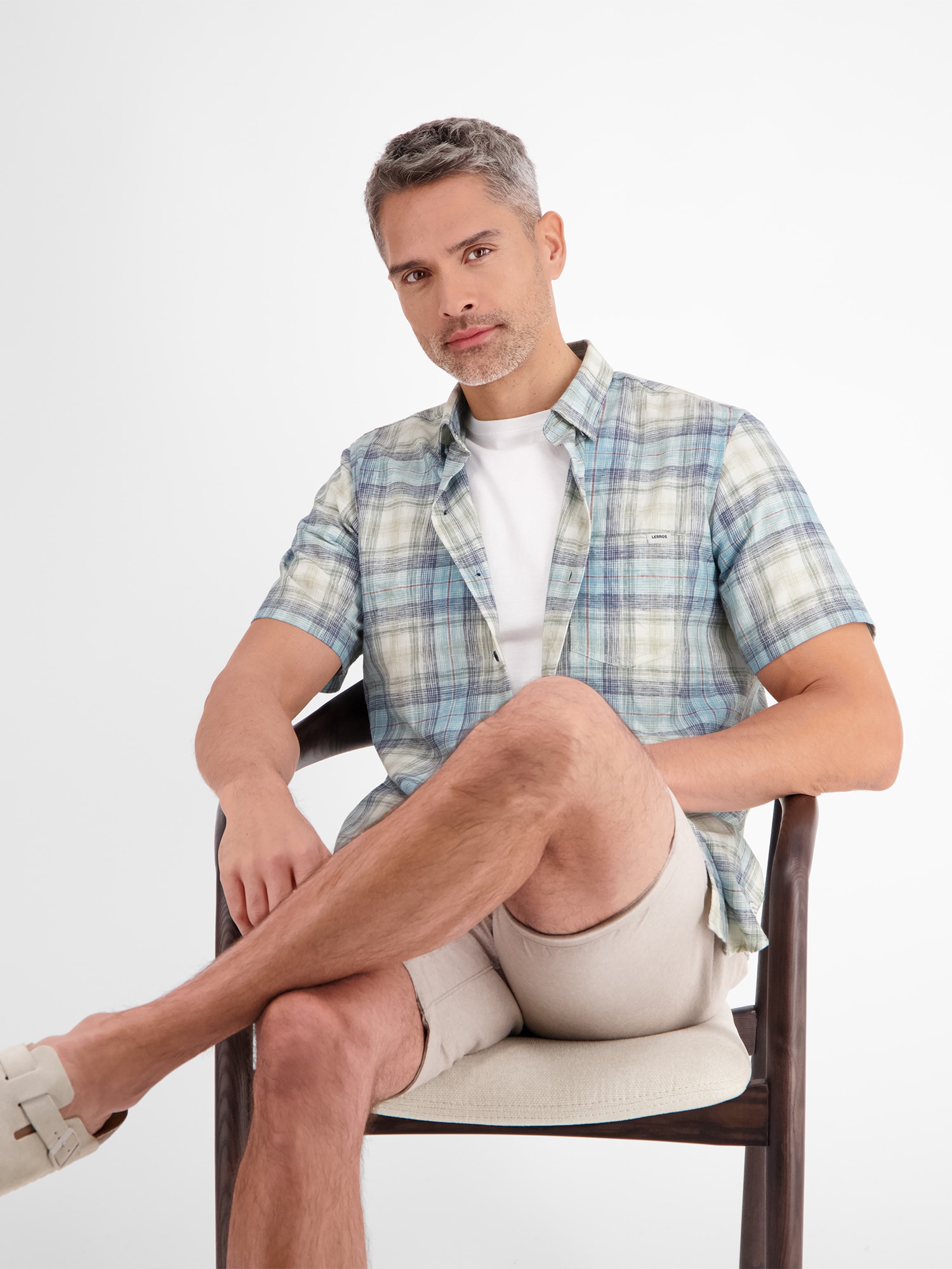 LERROS Kurzarmhemd »LERROS Karohemd aus sommerlichem Strukturgewebe«
