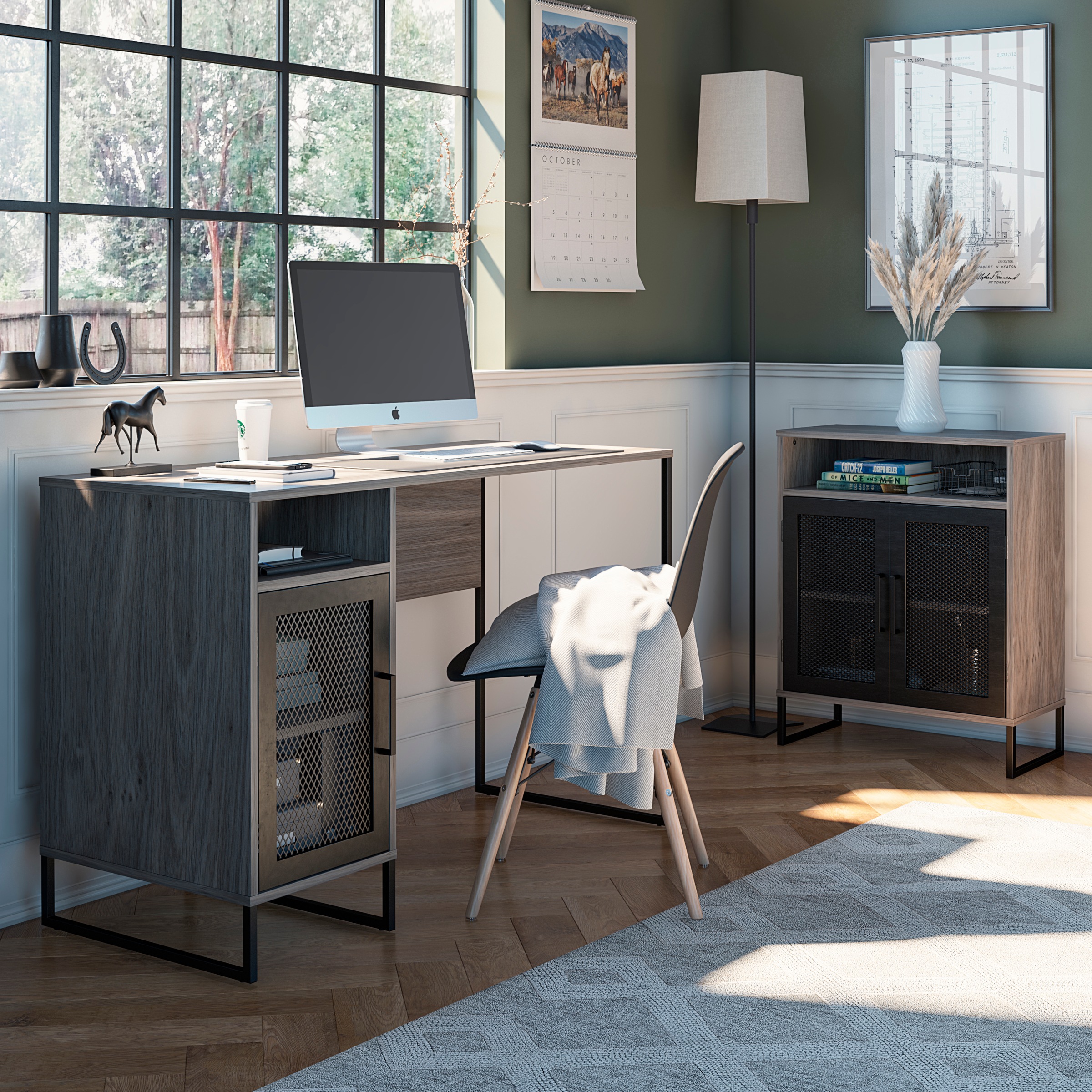 Dorel Home Schreibtisch »Purdue«, (1 St.), Tür mit Magnetverschluß, Gestell aus Metall, Höhe 76,5 cm