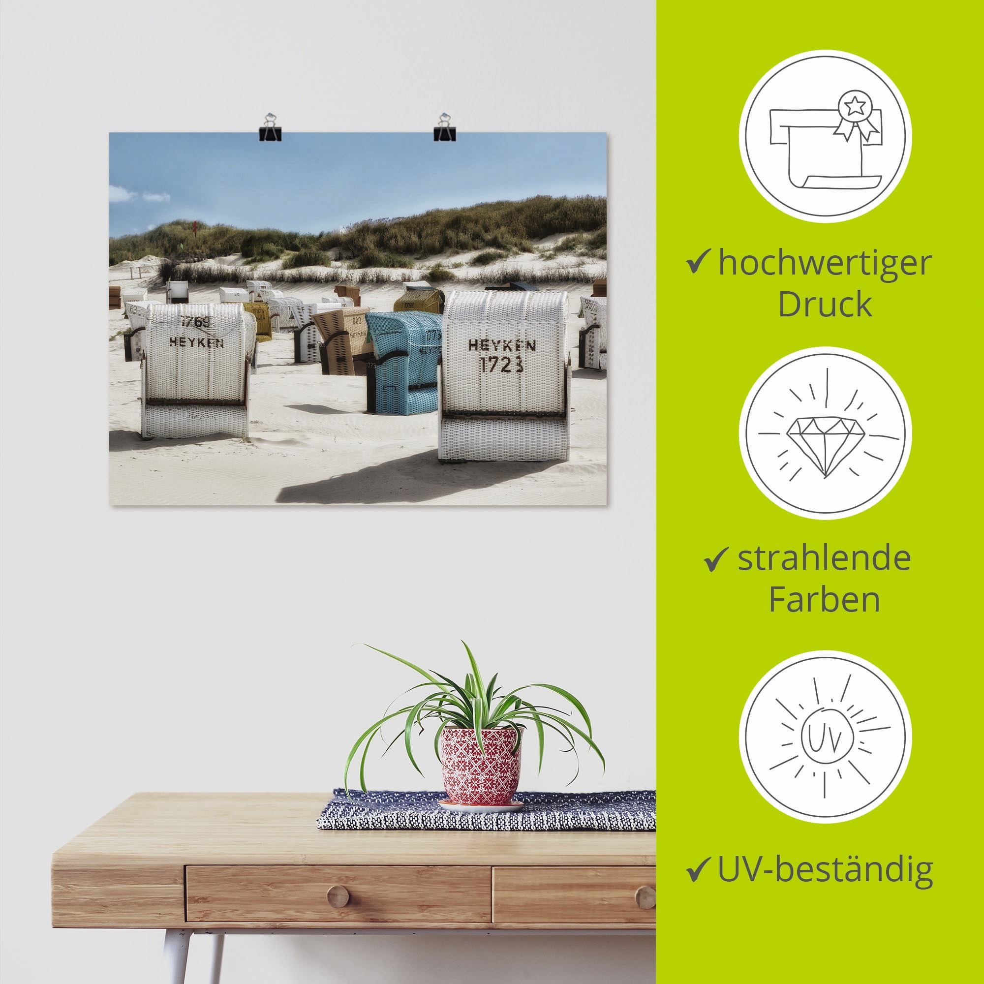 Artland Wandbild »Ein Tag am Meer«, Strand, (1 St.), als Leinwandbild, Poster, Wandaufkleber in verschied. Größen