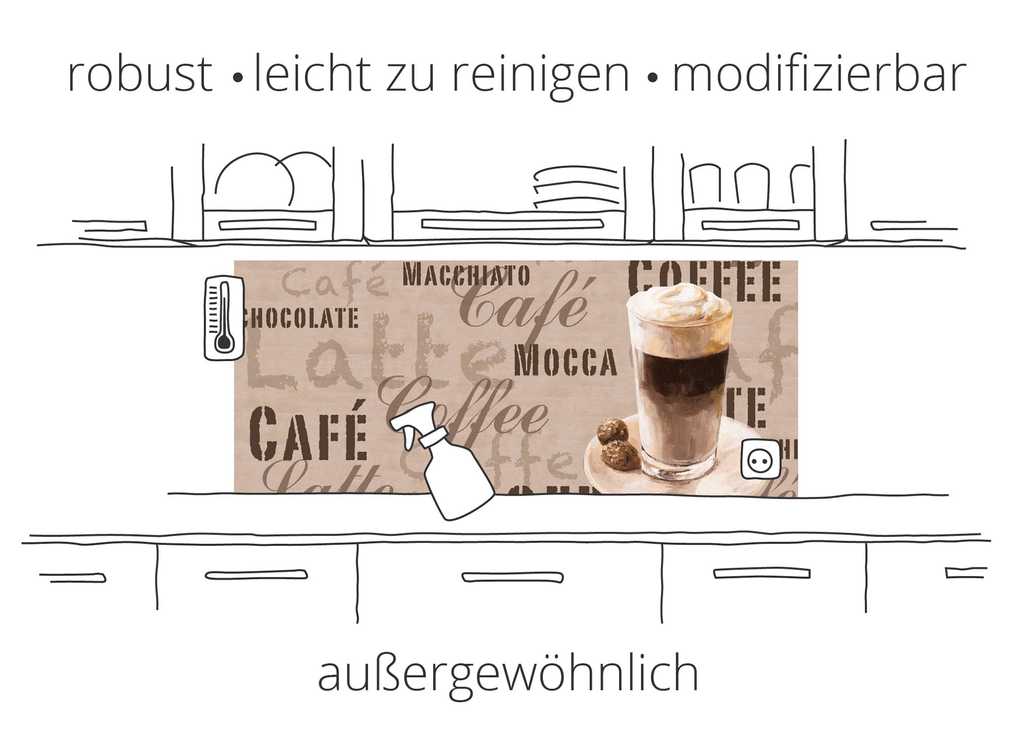 Artland Küchenrückwand "Kaffee - Latte Macchiato", (1 tlg.), Alu Spritzschu günstig online kaufen