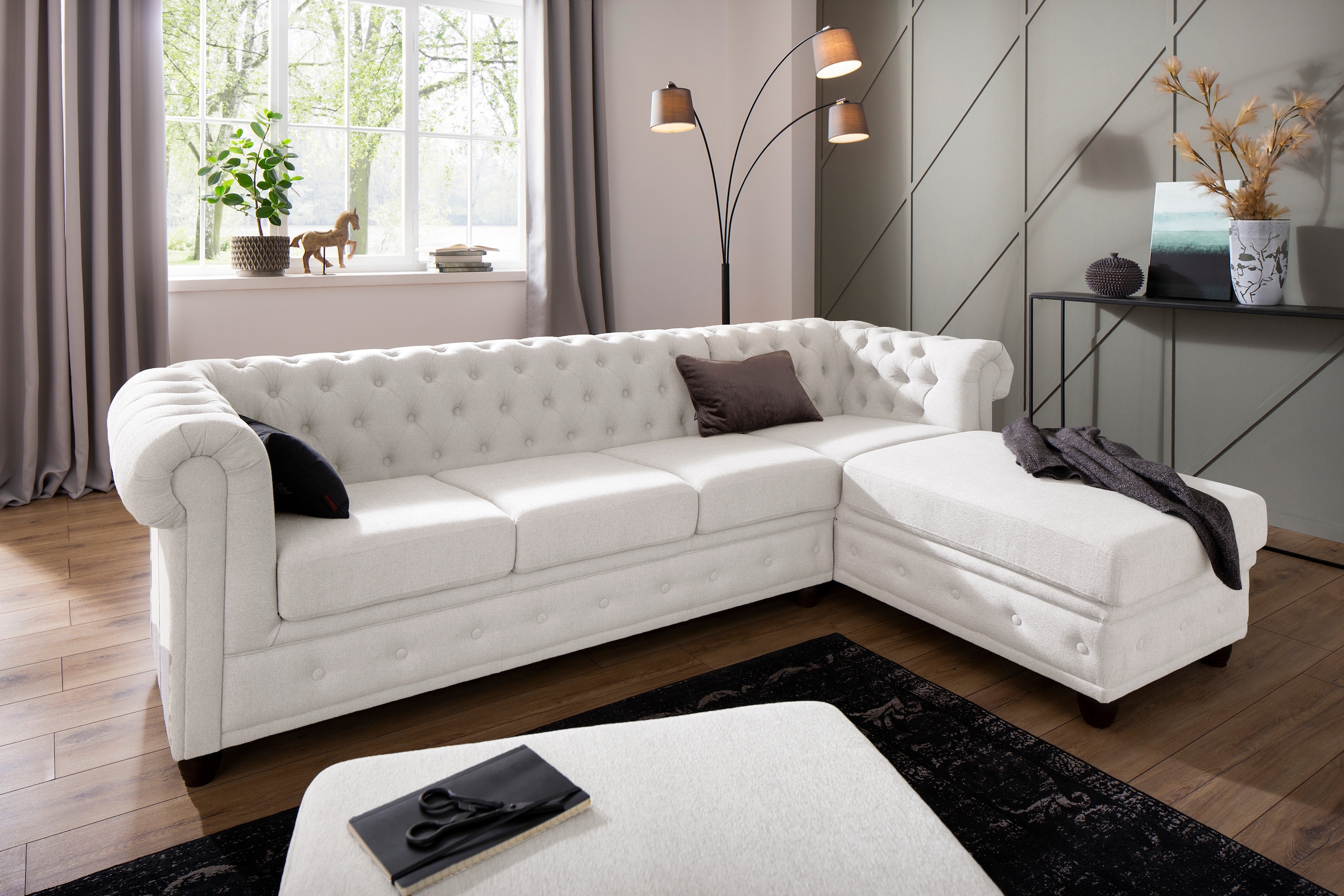 Home affaire Polsterhocker »New Castle«, passend zur "New Castle"-Serie, B/T/H: 75/70/45 cm