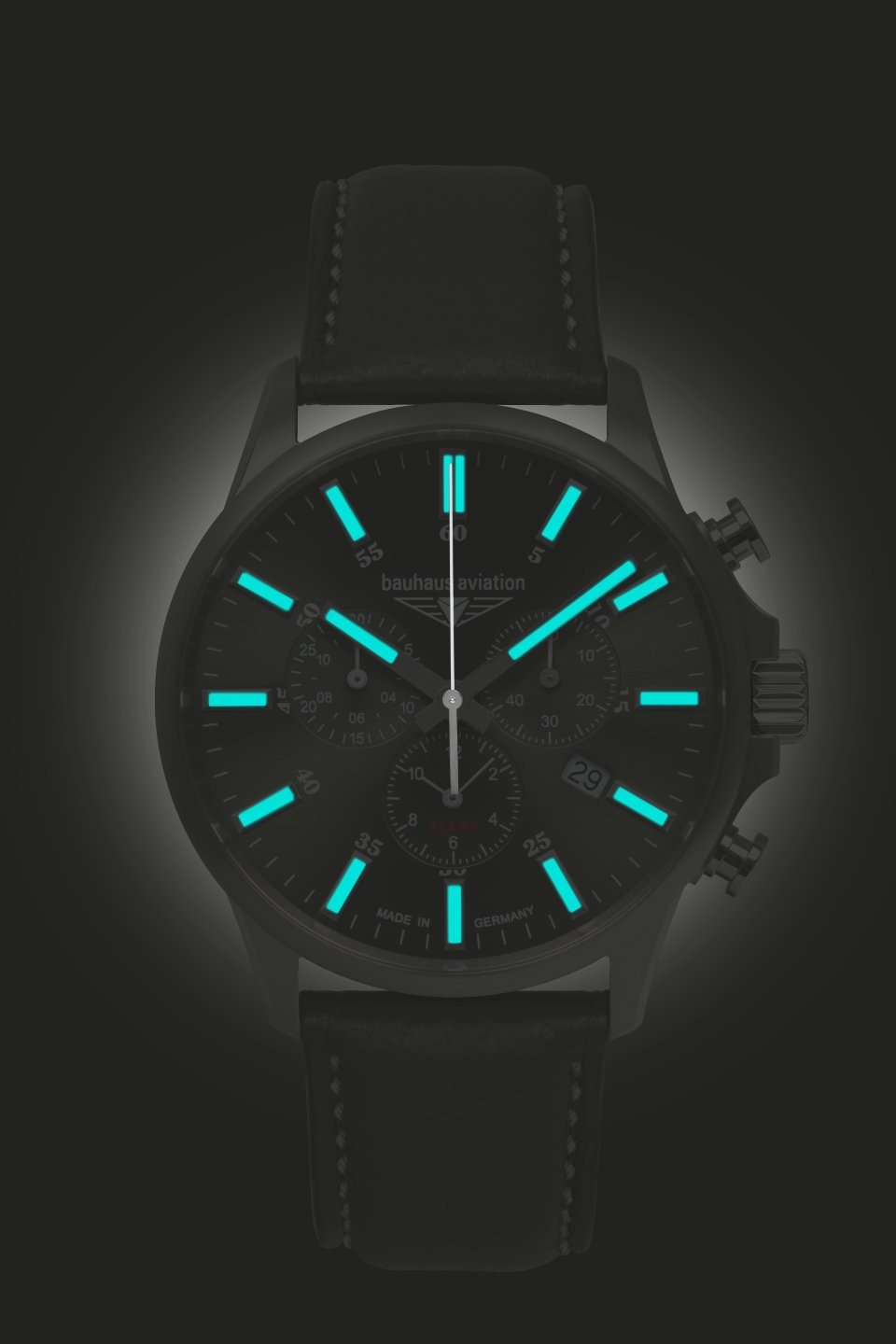 bauhaus Chronograph, Armbanduhr, Quarzuhr, Herrenuhr, Titan, Saphirglas, Made in Germany