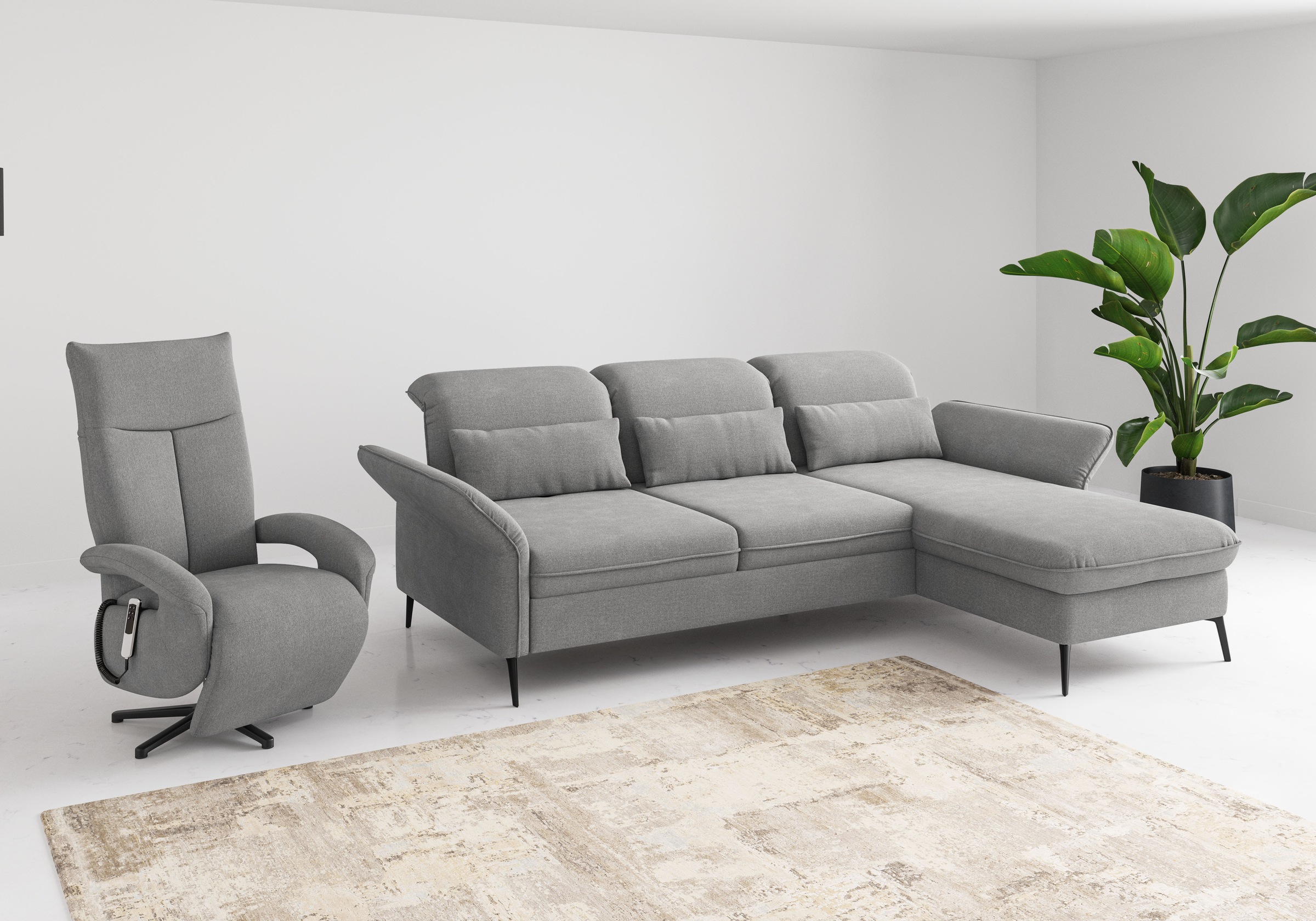 sit&more Ecksofa »Emely, inkl. Sitztiefenverstellung«, wahlweise mit Bettfunktion,Bettkasten,Kopf- & Armteilverstellung