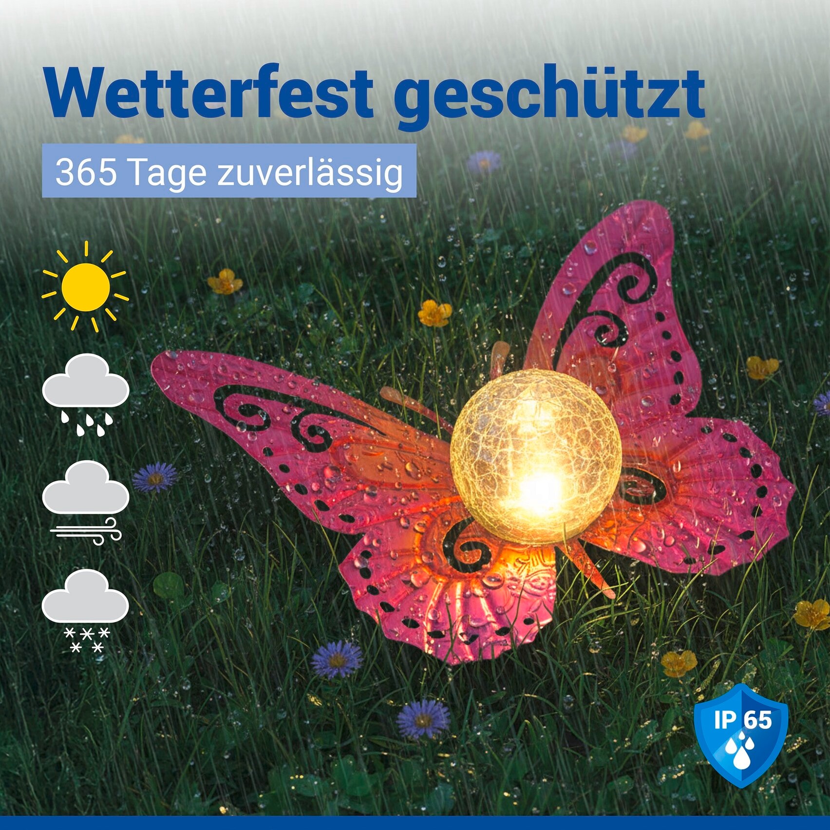 Maximex LED Gartenleuchte »Modell Schmetterling« Warmweiß dekorative Gartenbeleuchtung, solarbetrieben, witterungsbeständig